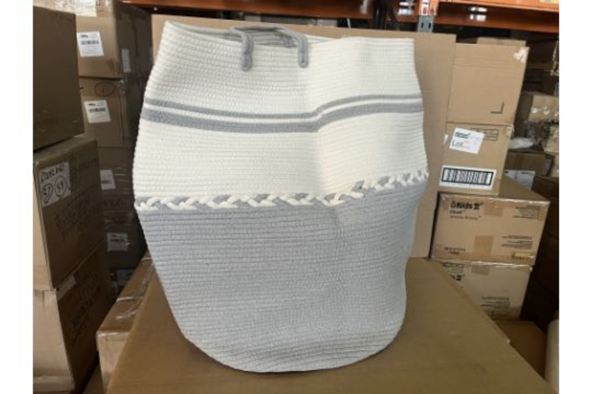 12 X BRAND NEW COTTON WOVEN ROPE LAUNDRY BAGS R15