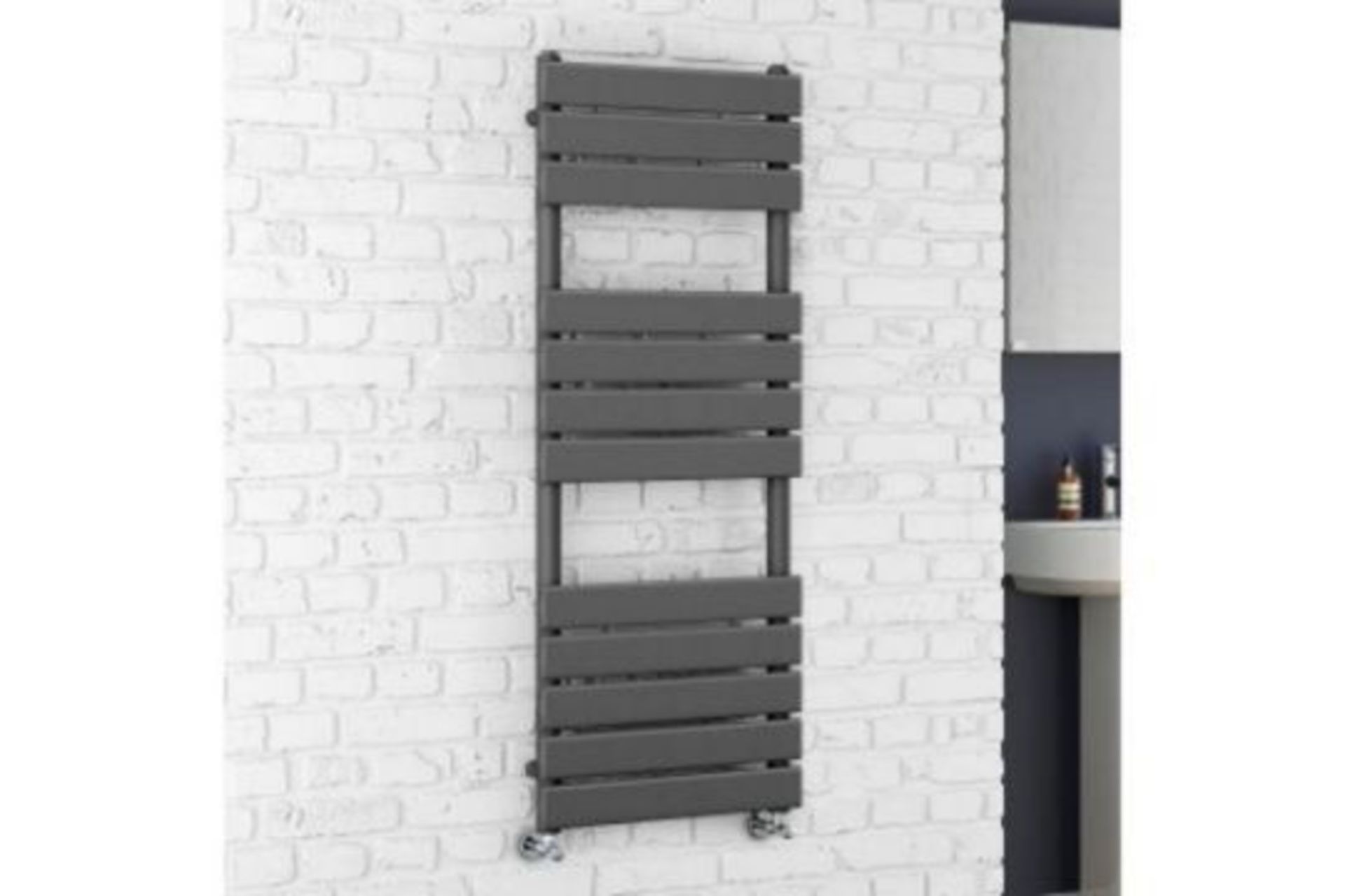 NEW & BOXED 1200 x 450 Anthracite Flat Panel Heated Towel Rail Bathroom Radiator. RRP £349.99.