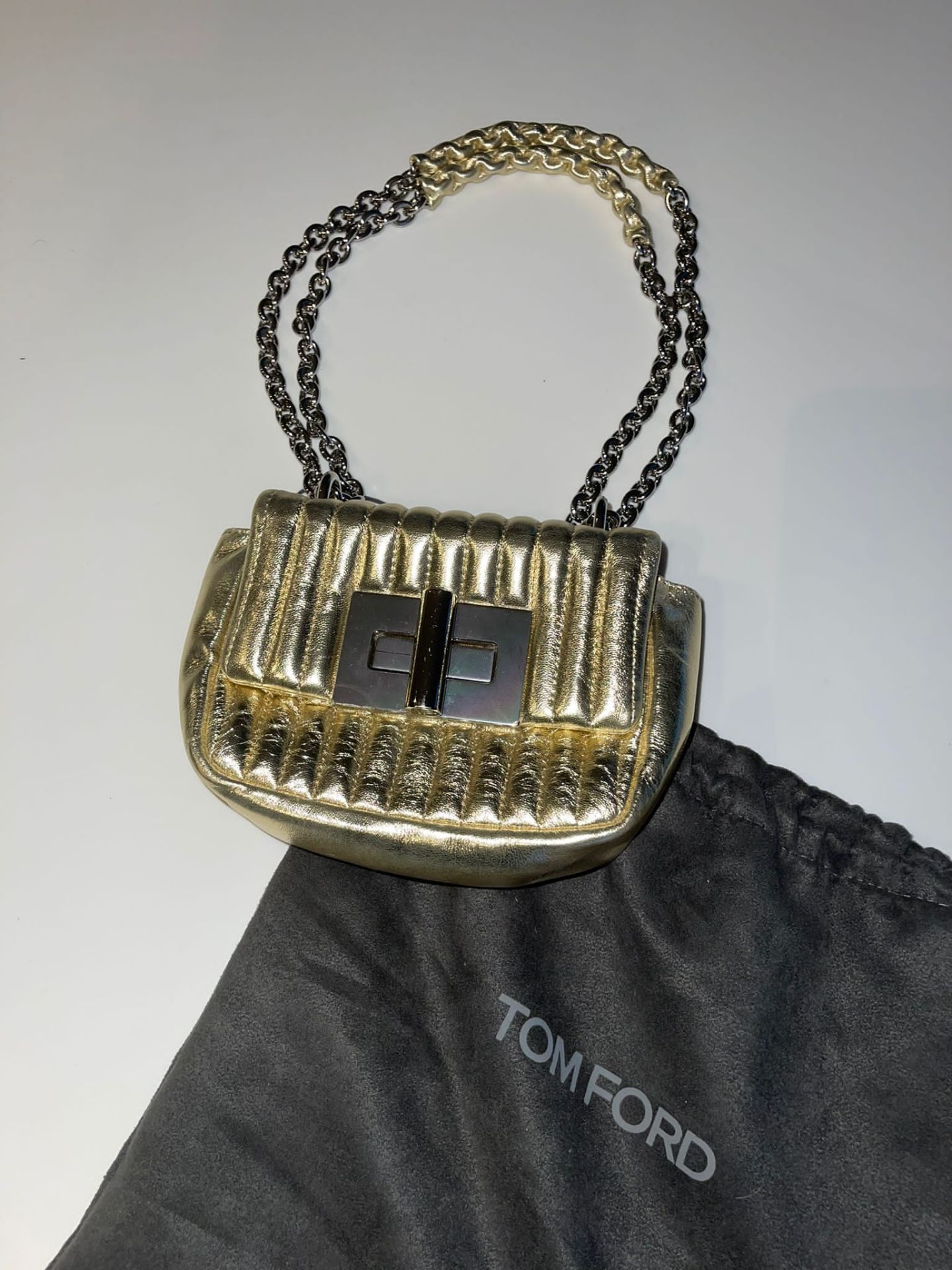 Tom Ford Gold Chain Strapped Handbag. RRP £1350.00. Luxury Eye Catching from Tom Ford once again.