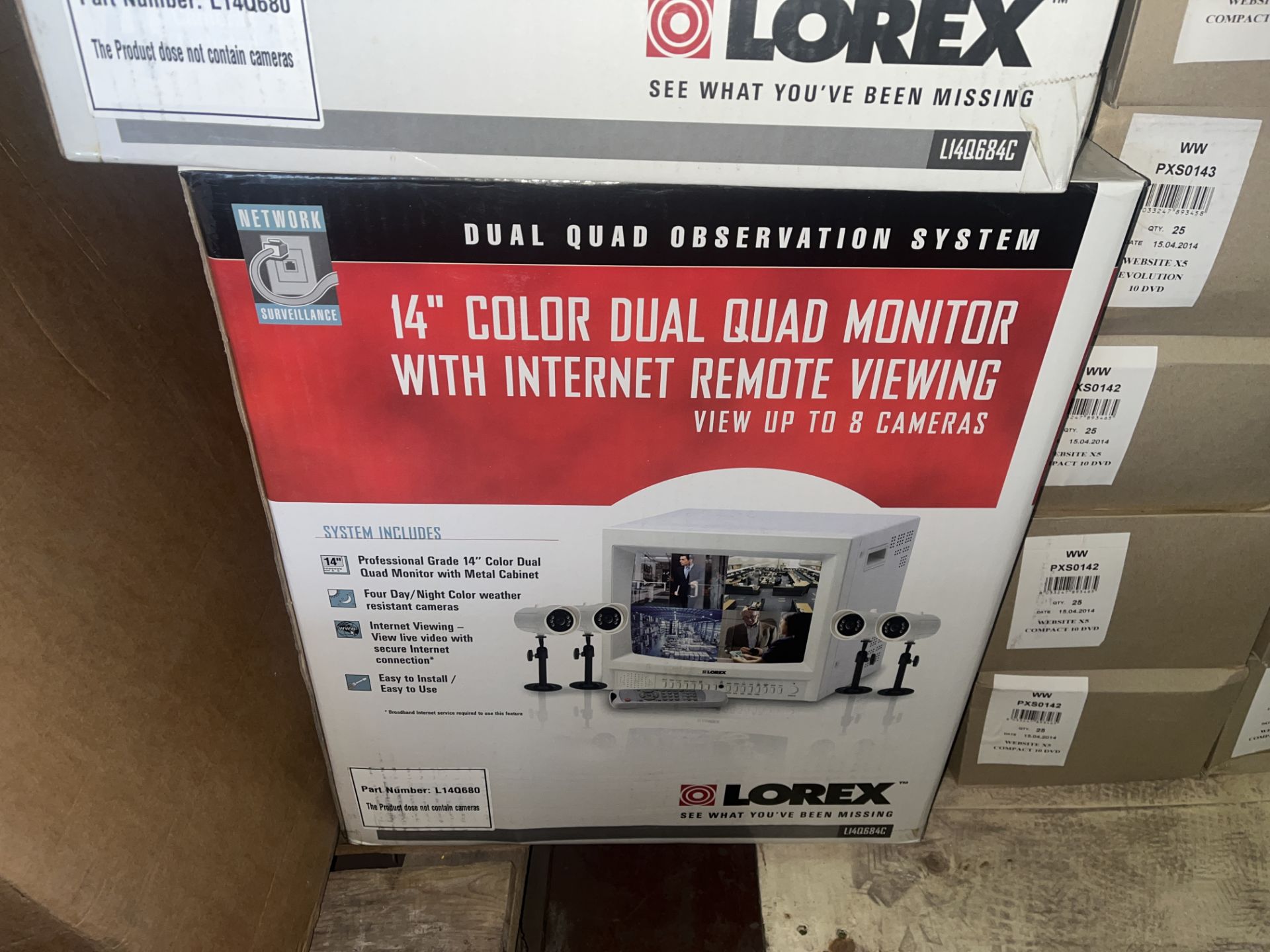 BRAND NEW LOREX L14Q684C 14 INCH COLOUR DUAL QUAD MONITOR WITH INTERNET REMOTE VIEWING VIEW UPTO 8