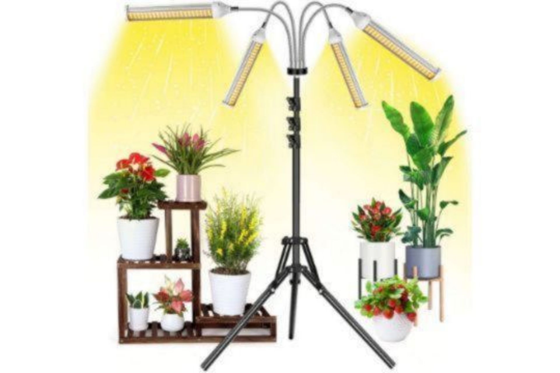 5 X BRAND NEW 4 ARM 144 LED 360 DEGREE FLEXIBLE AUTO ON/OFF TIMER FULL SPECTRUM GROW LIGHTS S1P