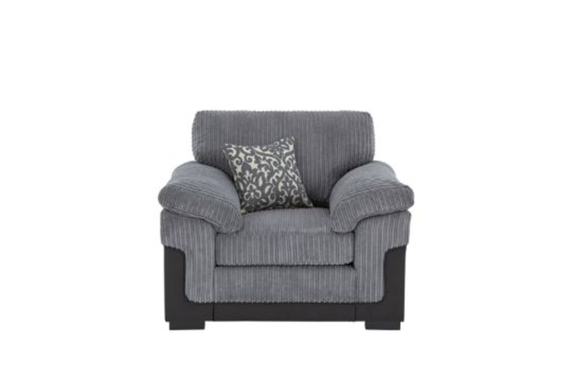 Phoenix Chair. GREY RPP £509.00. Fabric fusion Chunky lines of soft jumbo cord give the inner a - Image 2 of 3