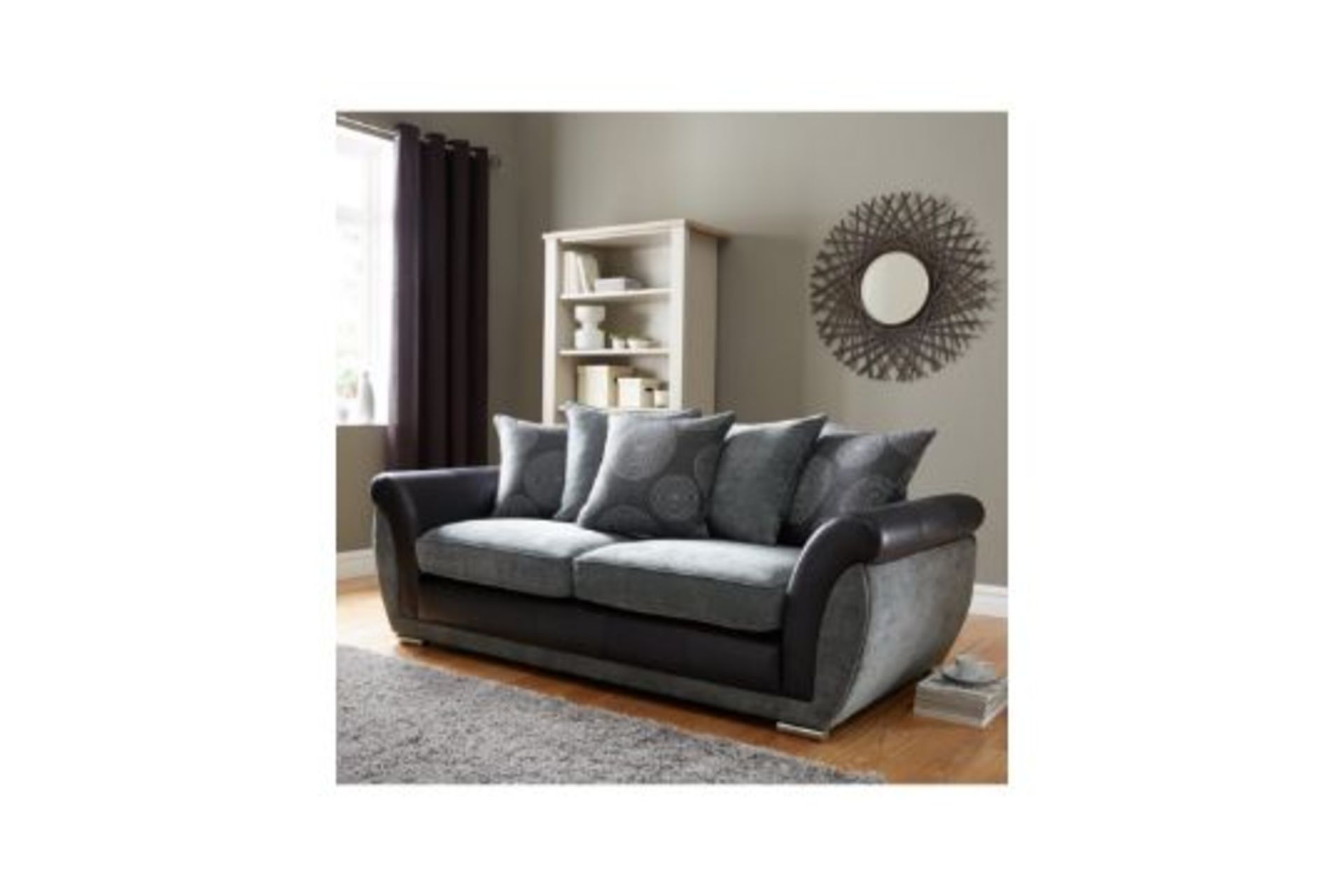Danube 3 Seater Sofa. BLACK/GREY RPP £649.00. 90 x 219 x 94 cm, Fashionable Soft woven upholstery