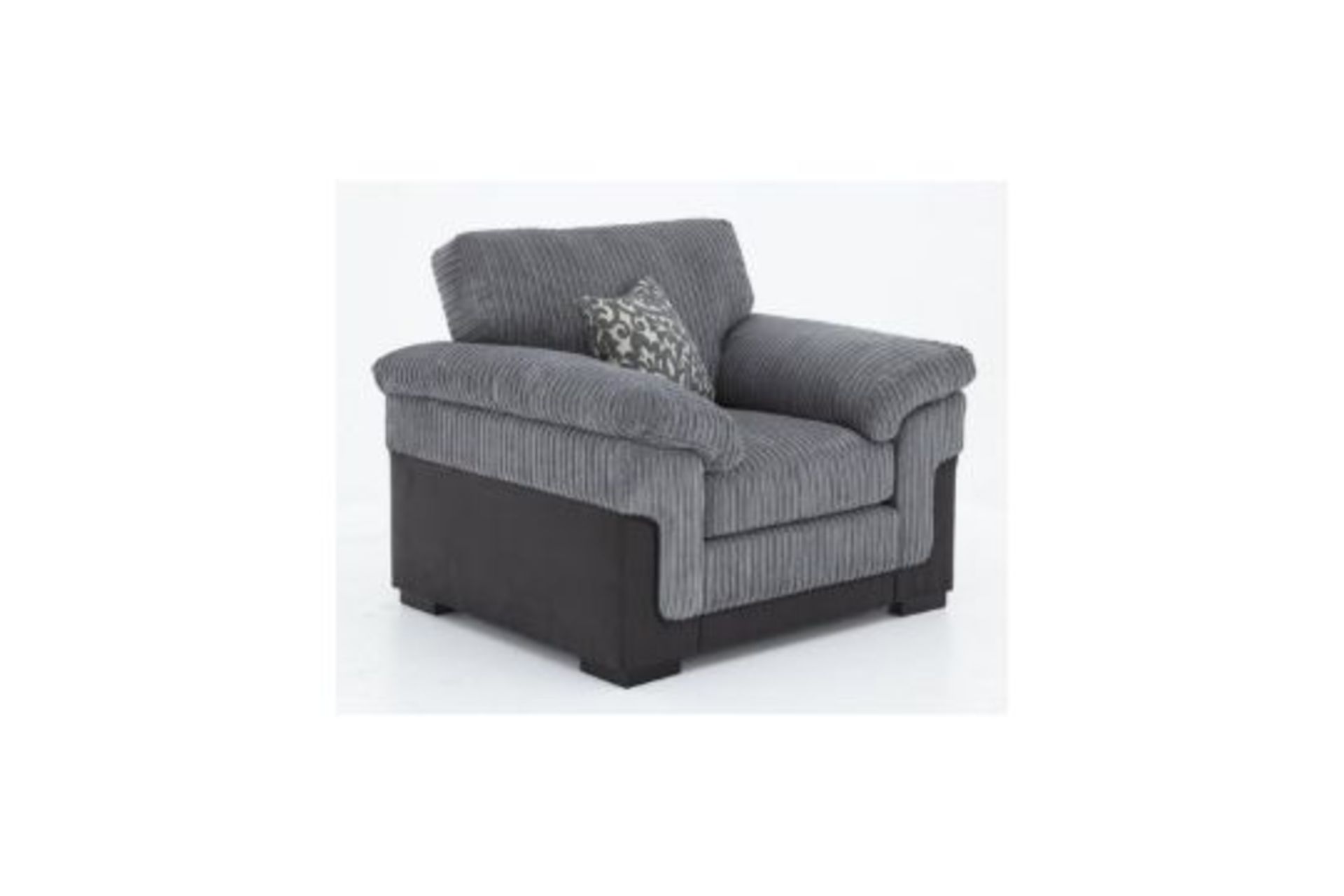 Phoenix Chair. GREY RPP £509.00. Fabric fusion Chunky lines of soft jumbo cord give the inner a - Image 3 of 3