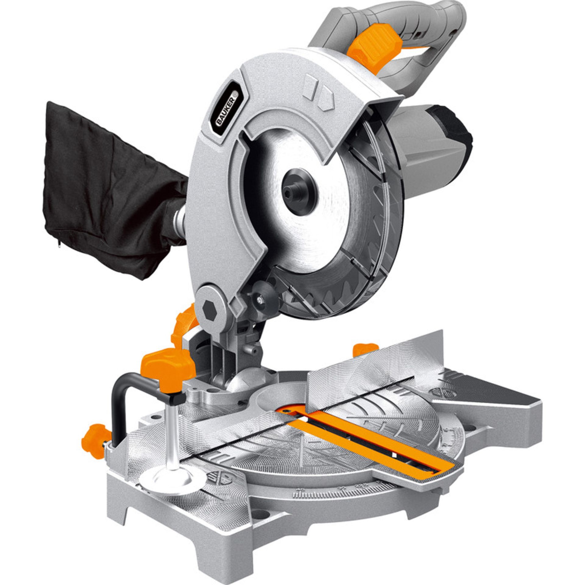 Boxed Bauker 1100W 210mm Single Bevel Mitre Saw 240V. • Single bevel • Maximum cutting capacity: