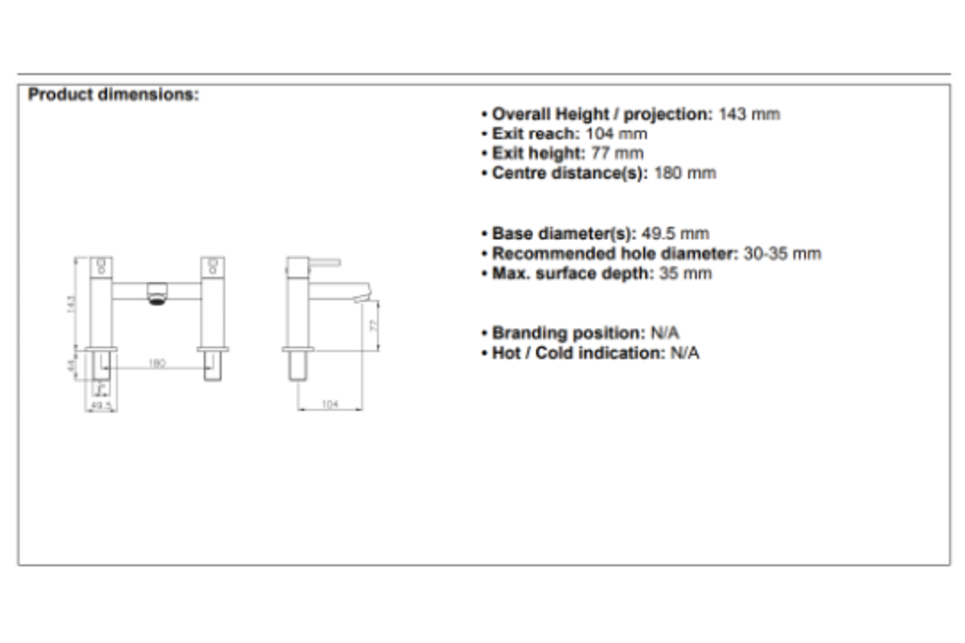 2 x NEW BOXED Abode Lamona CONTEMPORARY CHROME BATH TAPS. RRP £129.99 EACH, GIVING THIS LOT A - Image 3 of 4