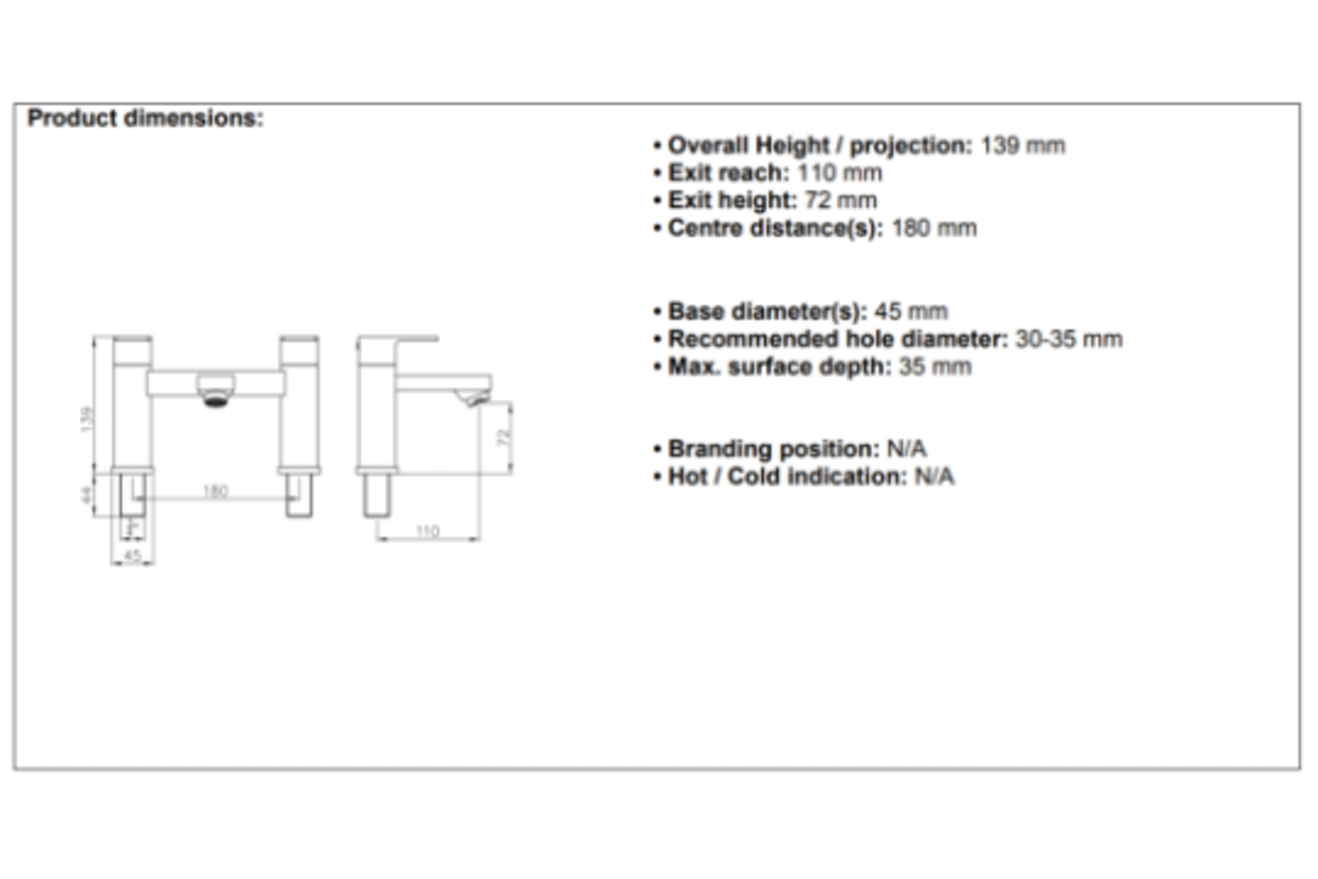 PALLET TO CONTAIN 40 x NEW BOXED Abode Lamona CONTEMPORARY CHROME BATH TAPS. RRP £129.99 EACH, - Image 3 of 4