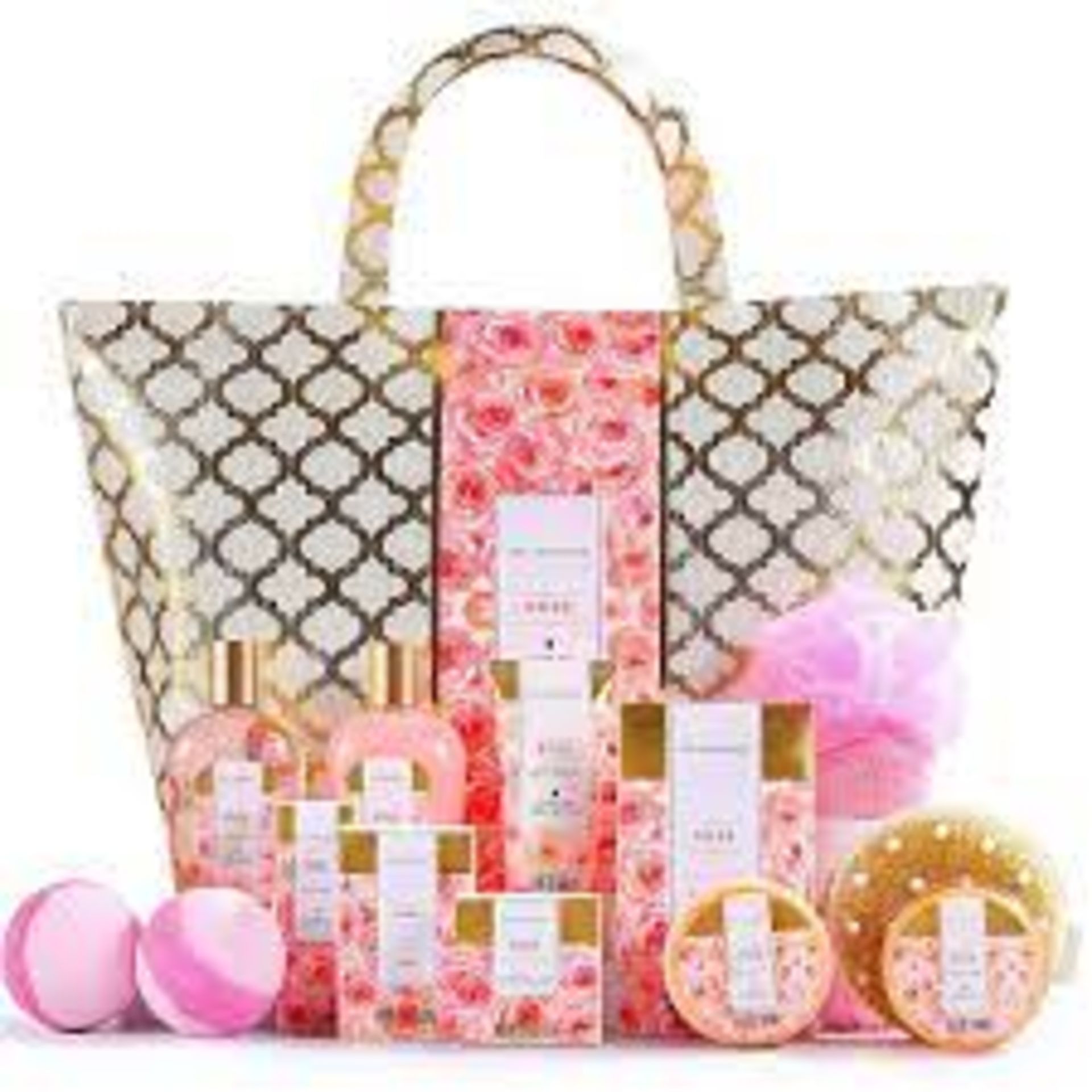 6 X BRAND NEW ROSE 15 PIECE GIFT SET INCLUDING MASSAGE OIL, BATH SALT, BUBBLE BATH ETC IN LARGE