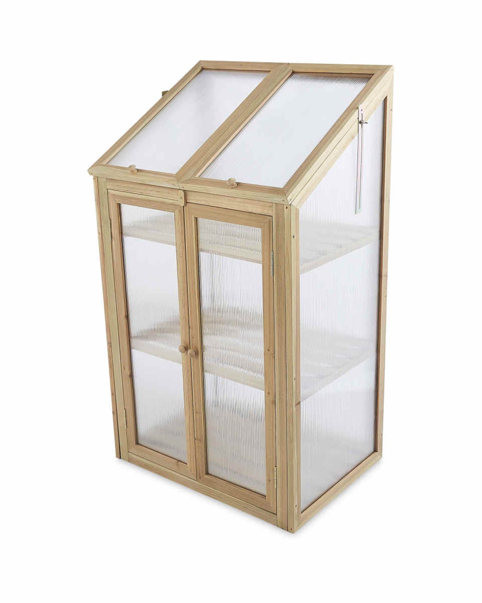 Natural Wooden Mini Greenhouse. Made from 100% sustainable fir wood, this Natural Wooden Mini