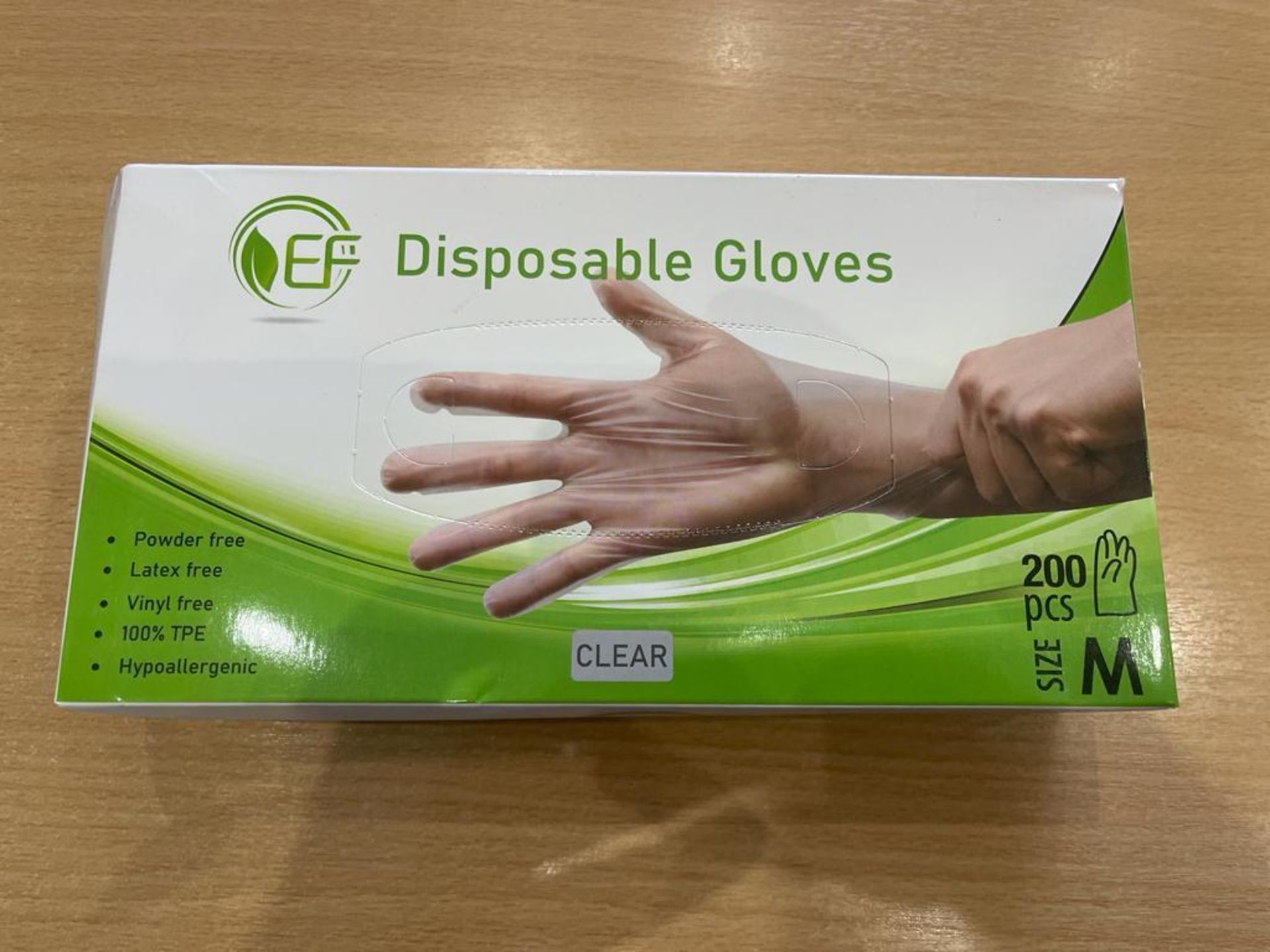 PALLET TO CONTAIN 1050 X BRAND NEW PACKS OF 200 CLEAR TPE GLOVES SIZE MEDIUM EXPIRES 2026