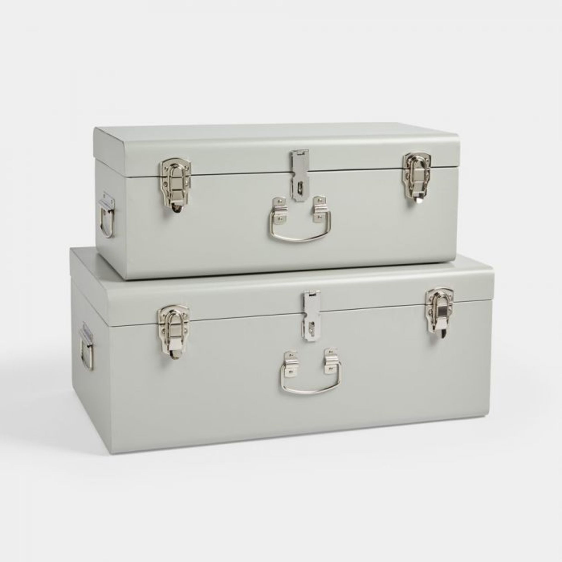 Grey Metal Trunks. In a simple grey steel, these trunks offer are sleek and minimalist, giving you