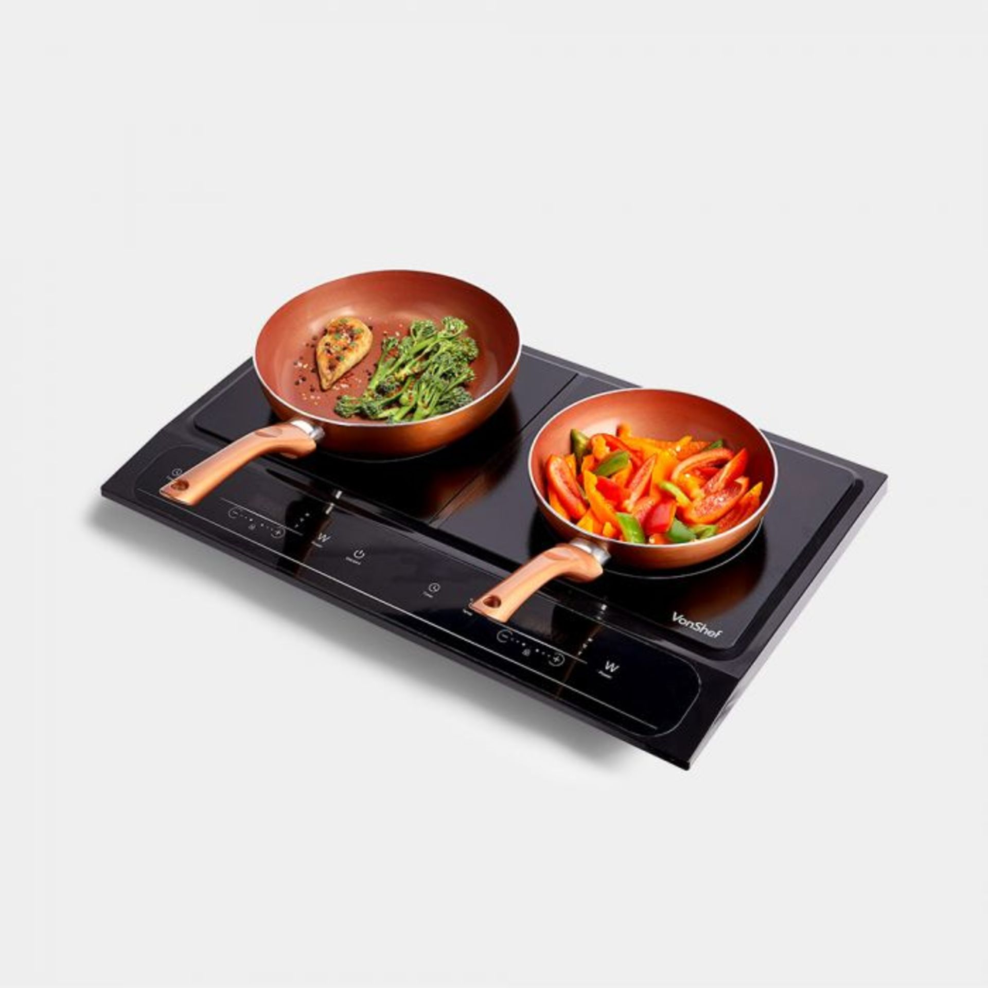 Dual Induction hob 2800W. No more scrubbing burnt food off your cooker, an induction hob directly