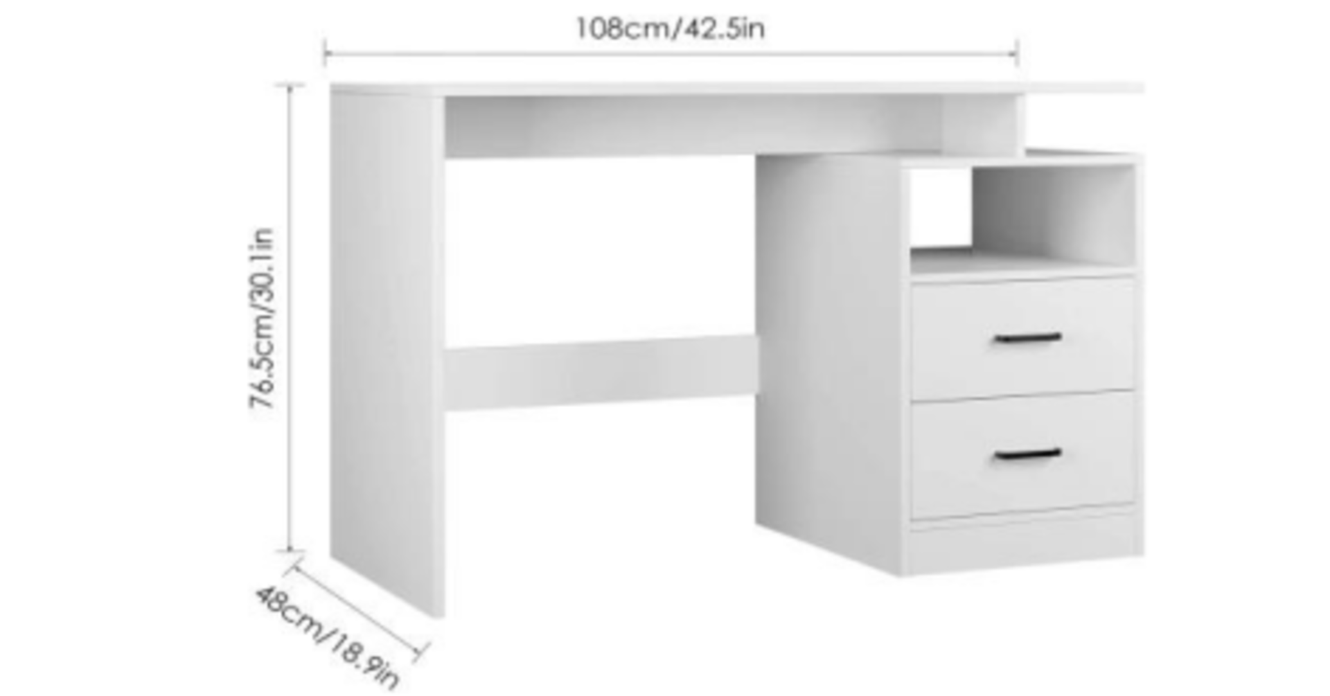 BRAND NEW WHITE 2 DRAWER COMPUTER DESK RRP £219 (2582)