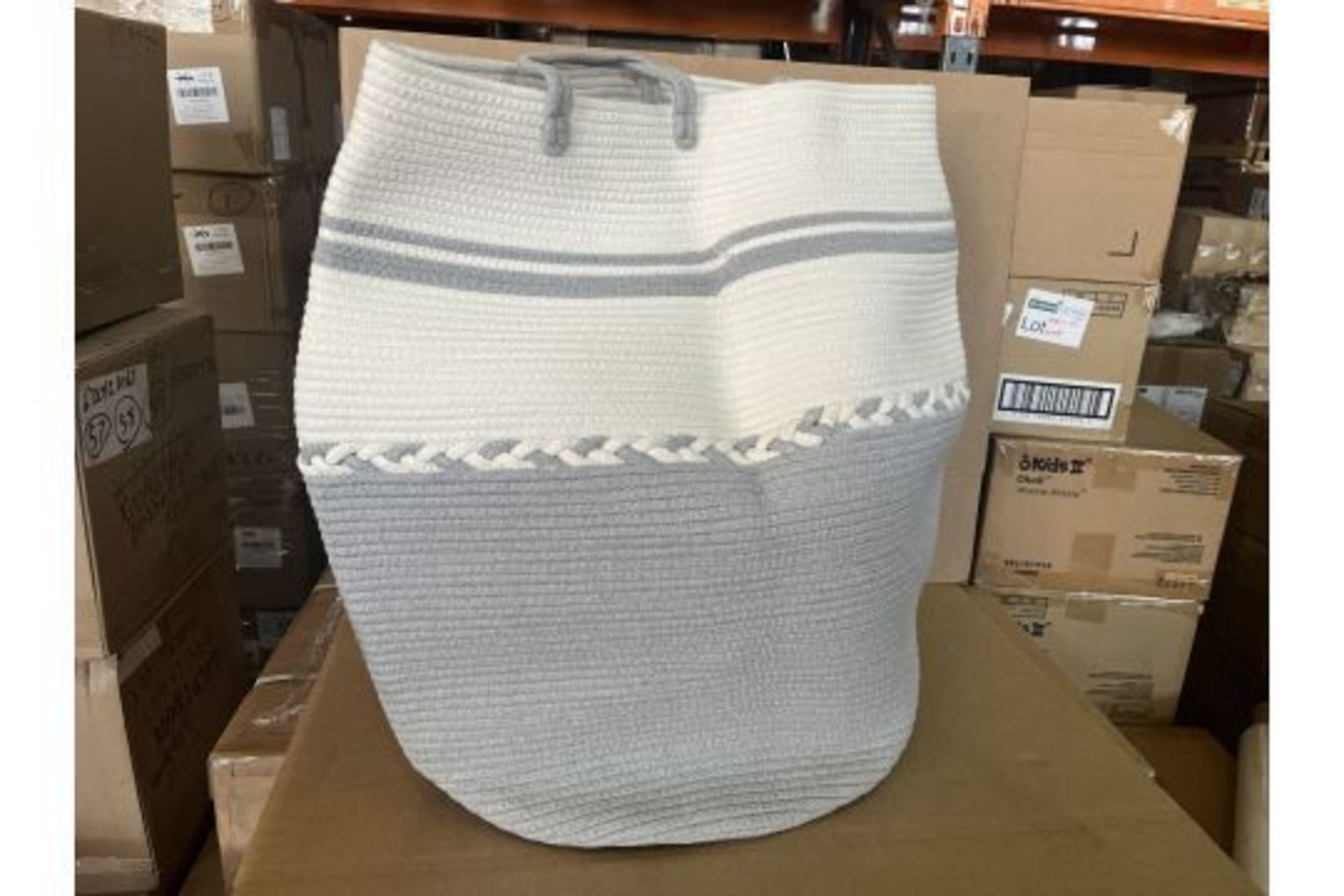 12 X BRAND NEW COTTON WOVEN ROPE LAUNDRY BAGS R15