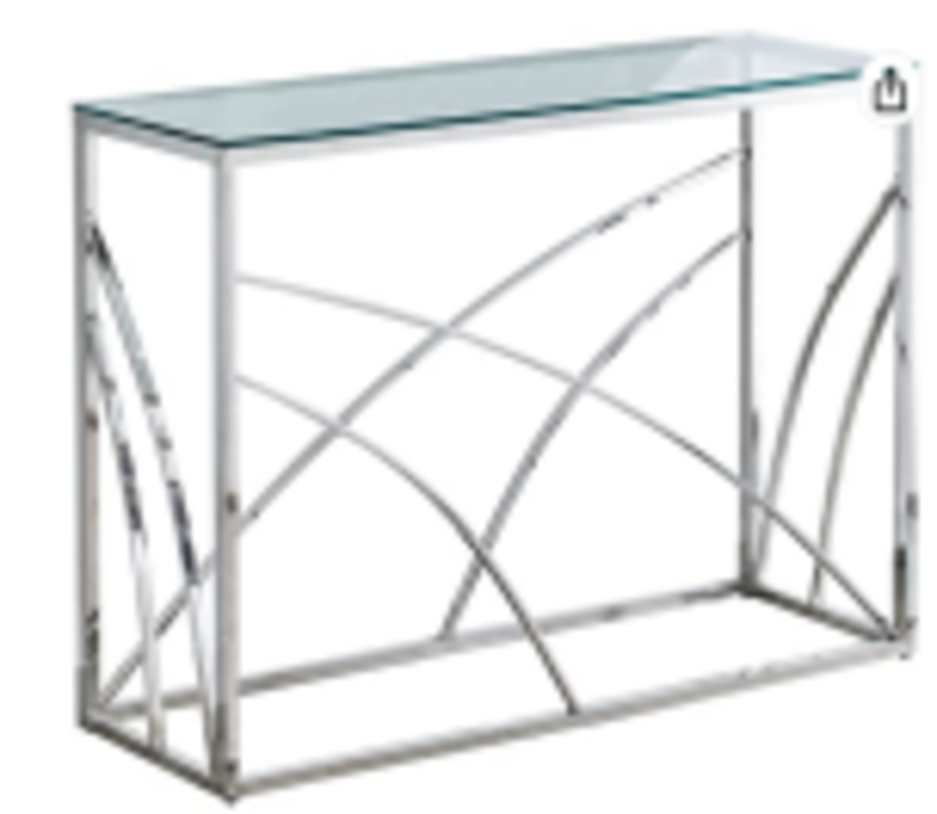 BRAND NEW STAINLESS STEEL CONSOLE TABLE WITH A GLASS TOP IN CHROME 120CM (JHAS55) RRP £229