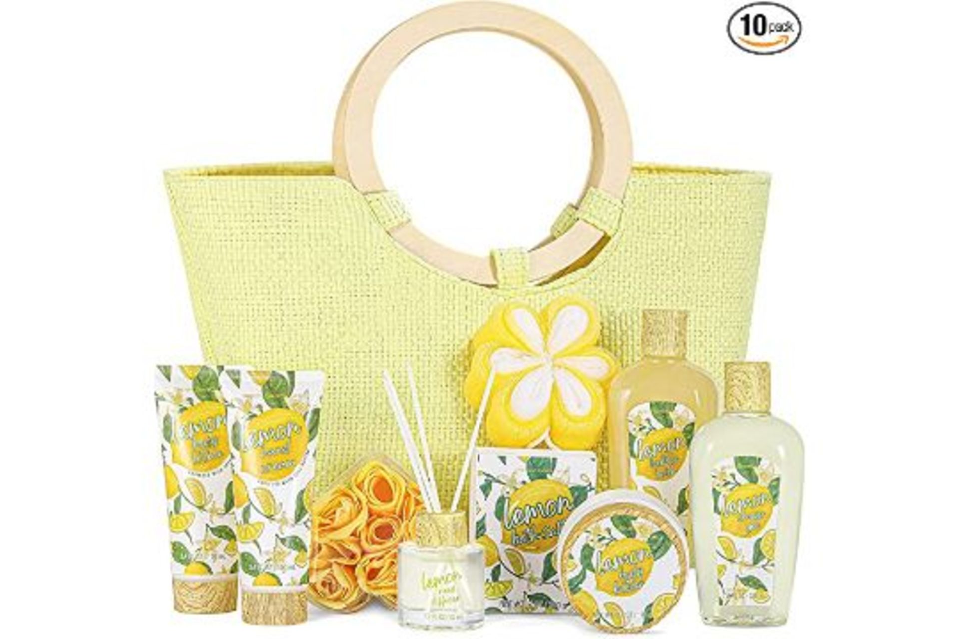 PALLET TO CONTAIN 60 X NEW PACKAGED Lemon Everyday Bath Set Tote Gift Sets. (SKU: GCS-BP-006-1-