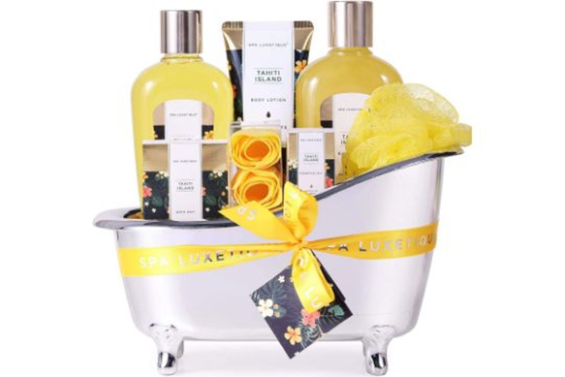 PALLET TO CONTAIN 96 X NEW PACKAGED Tahiti Island Spa 8 Piece Bathtub Gift Set (SKU:SPA-BP-10-1).