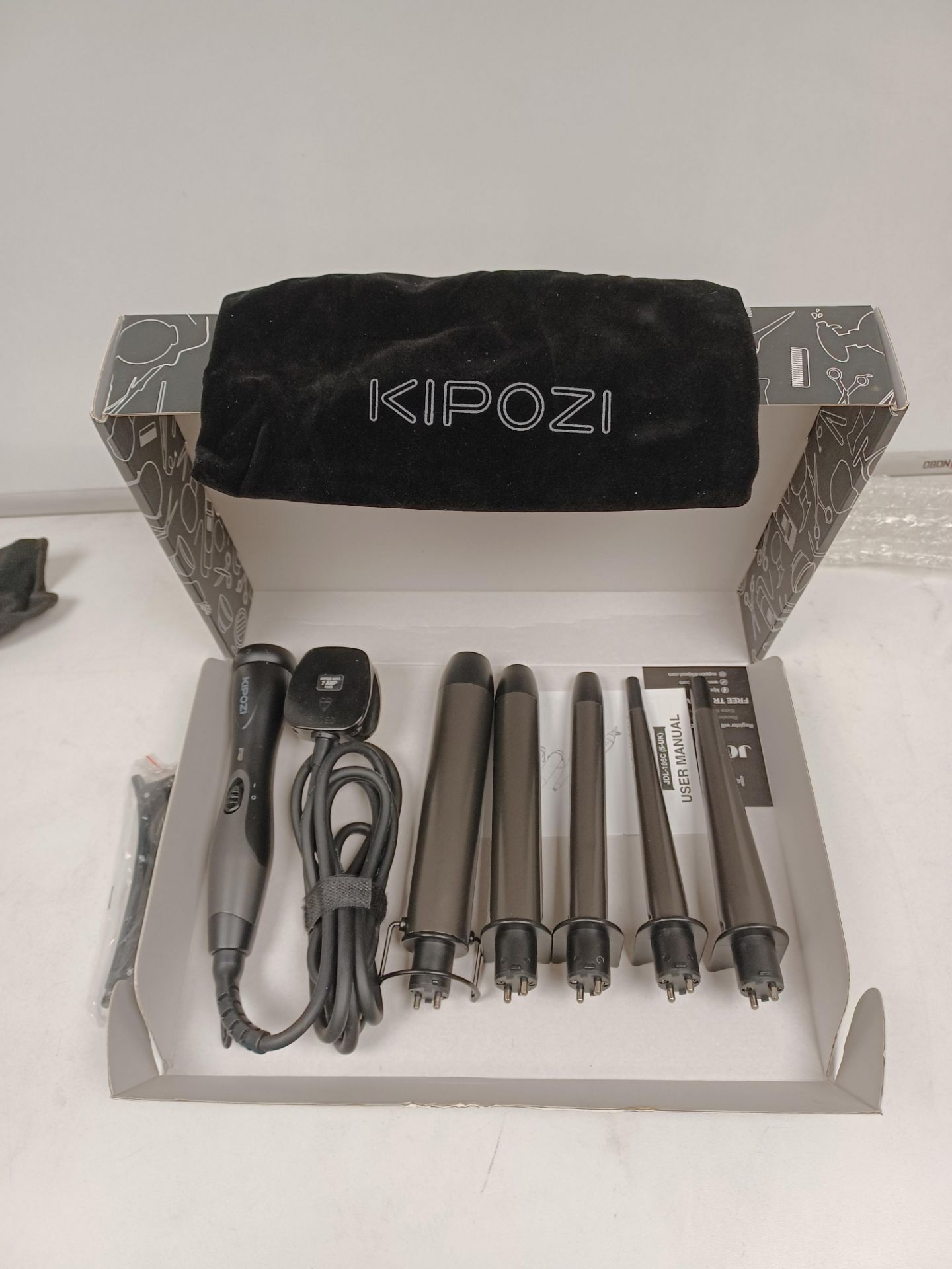 2 X NEW BOXED KIPOZI 5 IN 1. PROFESSIONAL CERAMIC INTERCHANGEABLE CURLING WAND SETS. JDL-186C. OFC