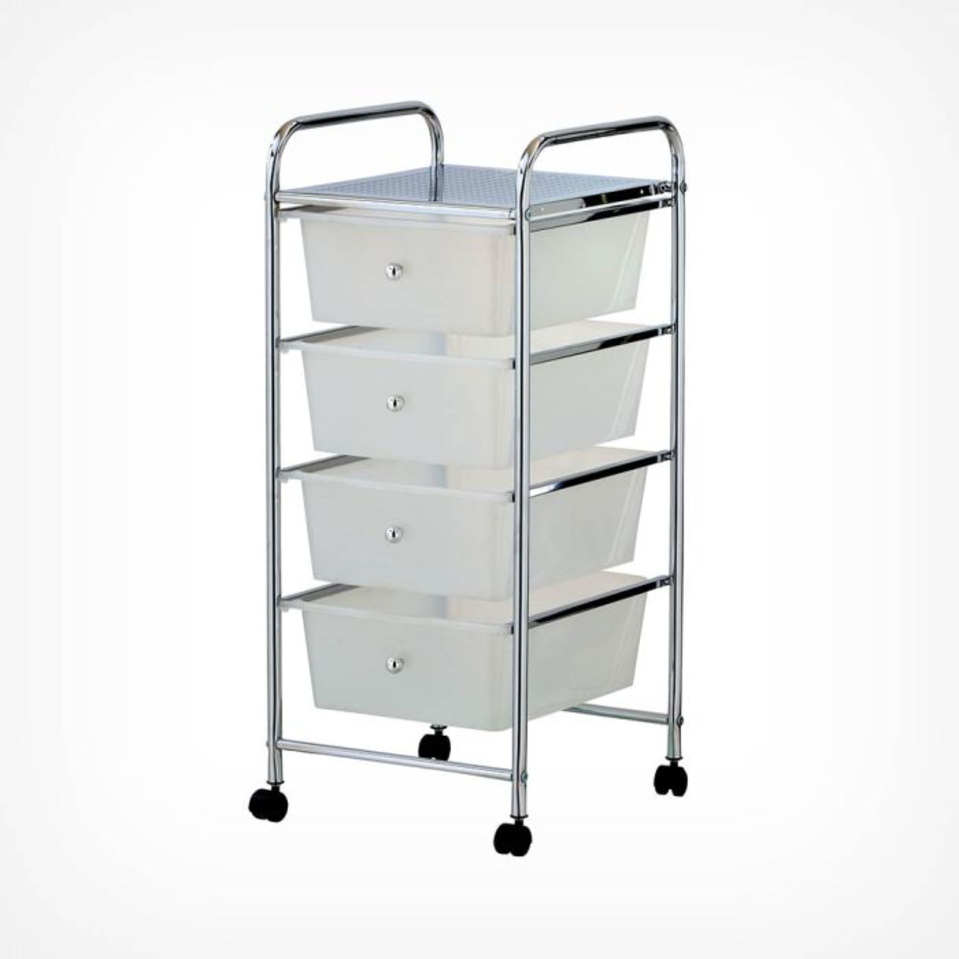 4 Drawer Trolley - White. Organise your office or hair and beauty supplies in this mobile storage