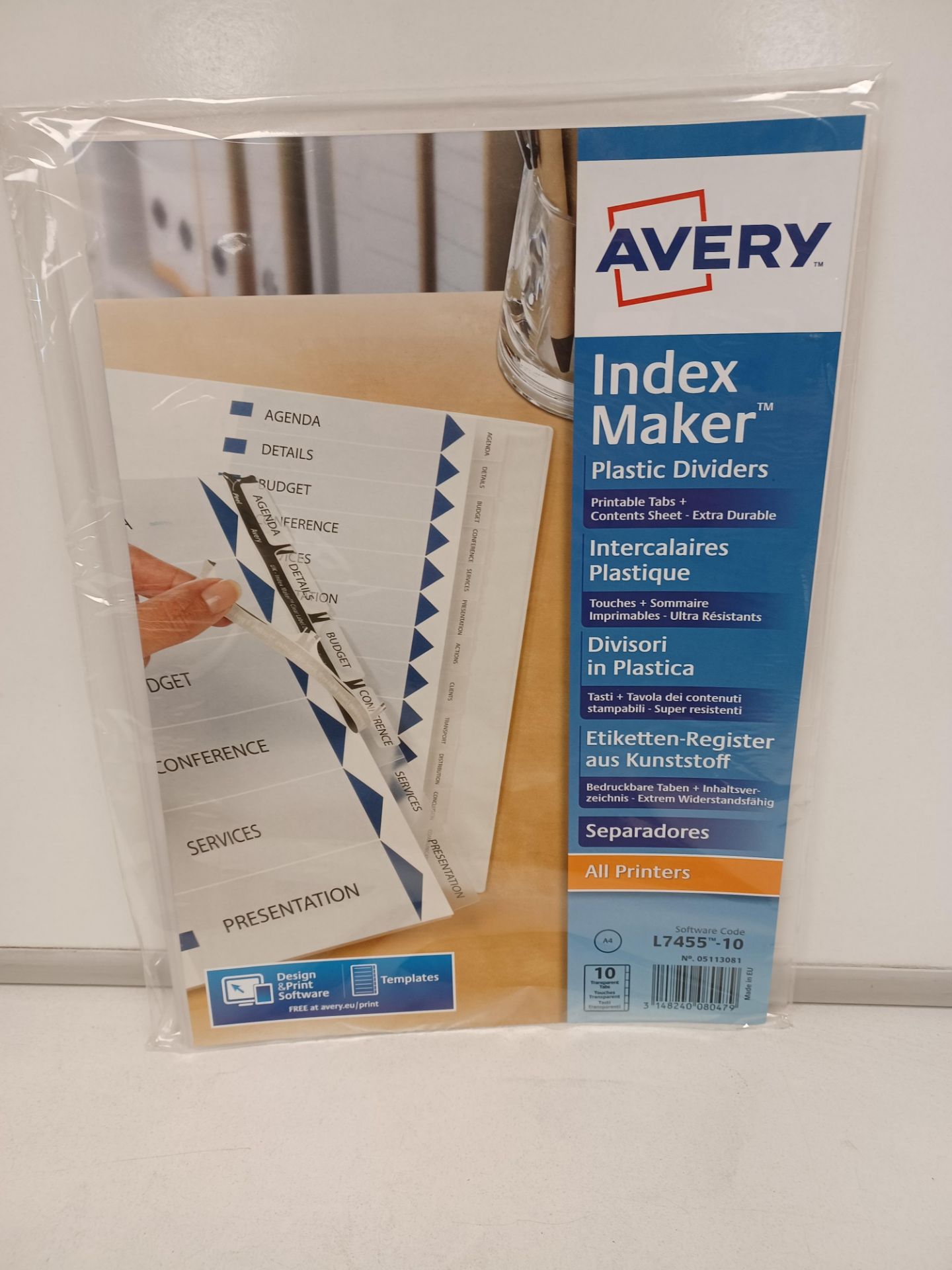 10 X NEW BOXES OF 100 AVERY TAB CLEAR INDEX MARKET DIVIDERS. ROW 8