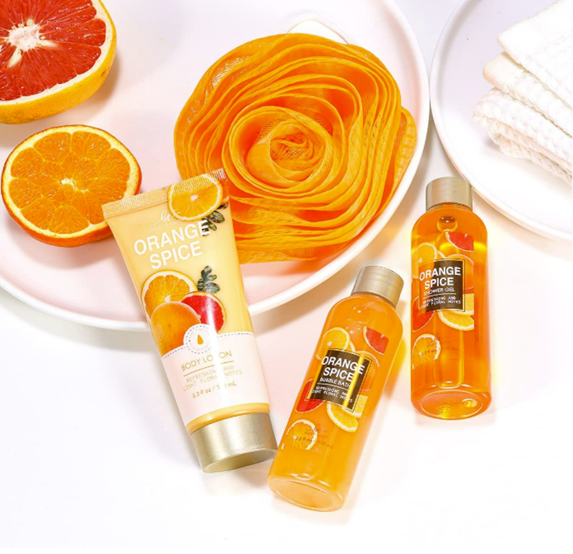 10 X NEW PACKAGED 4 Piece B&E Orange Spice Spa Gift Sets (SKU:BE-BP-074). ??Love-Themed : Bask in - Image 2 of 3