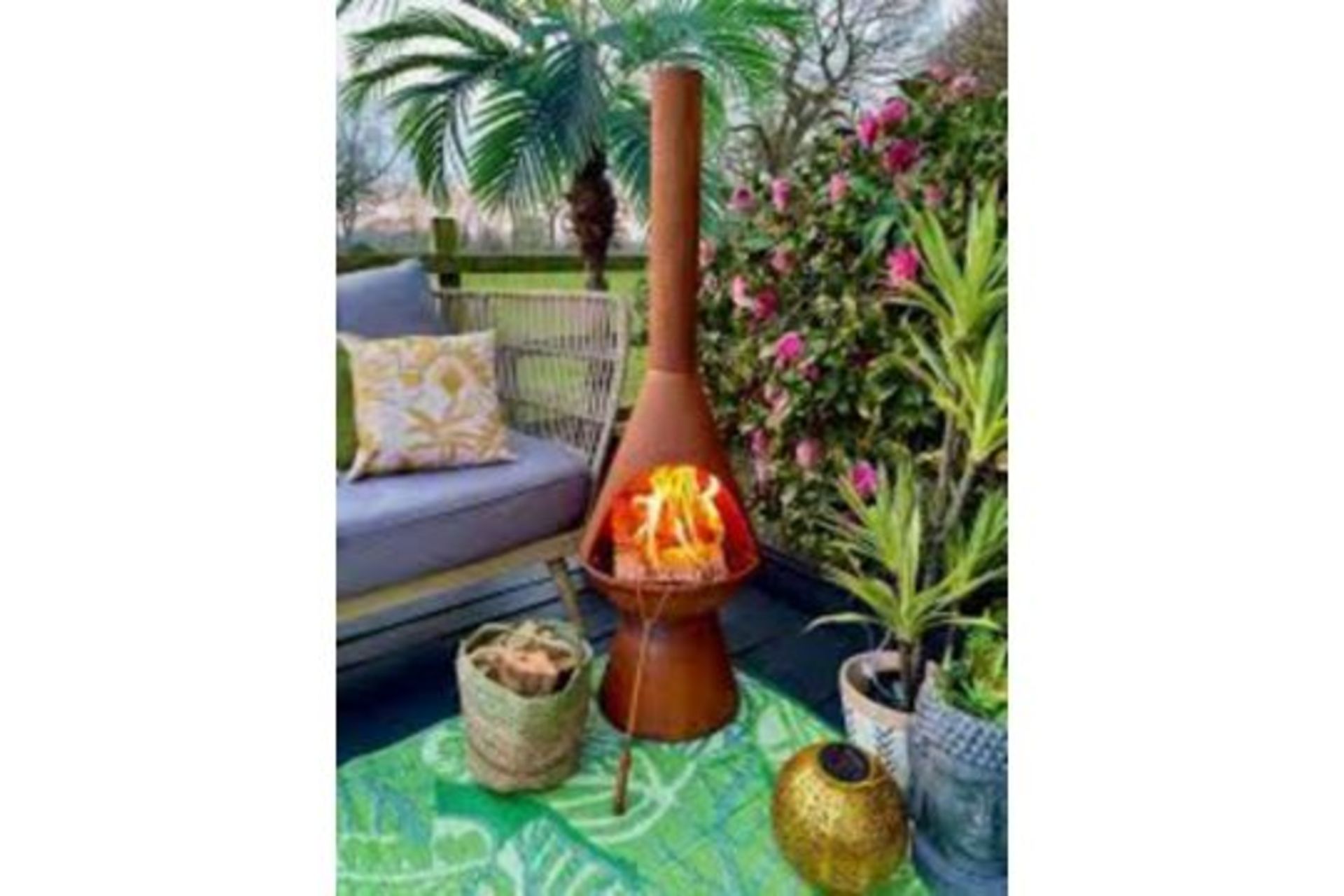 BRAND NEW BOXED HIGH END OLIVE AND SAGE ANTIQUE RECLAIMED THE MARRAKESH FIREPIT RRP £295 R5