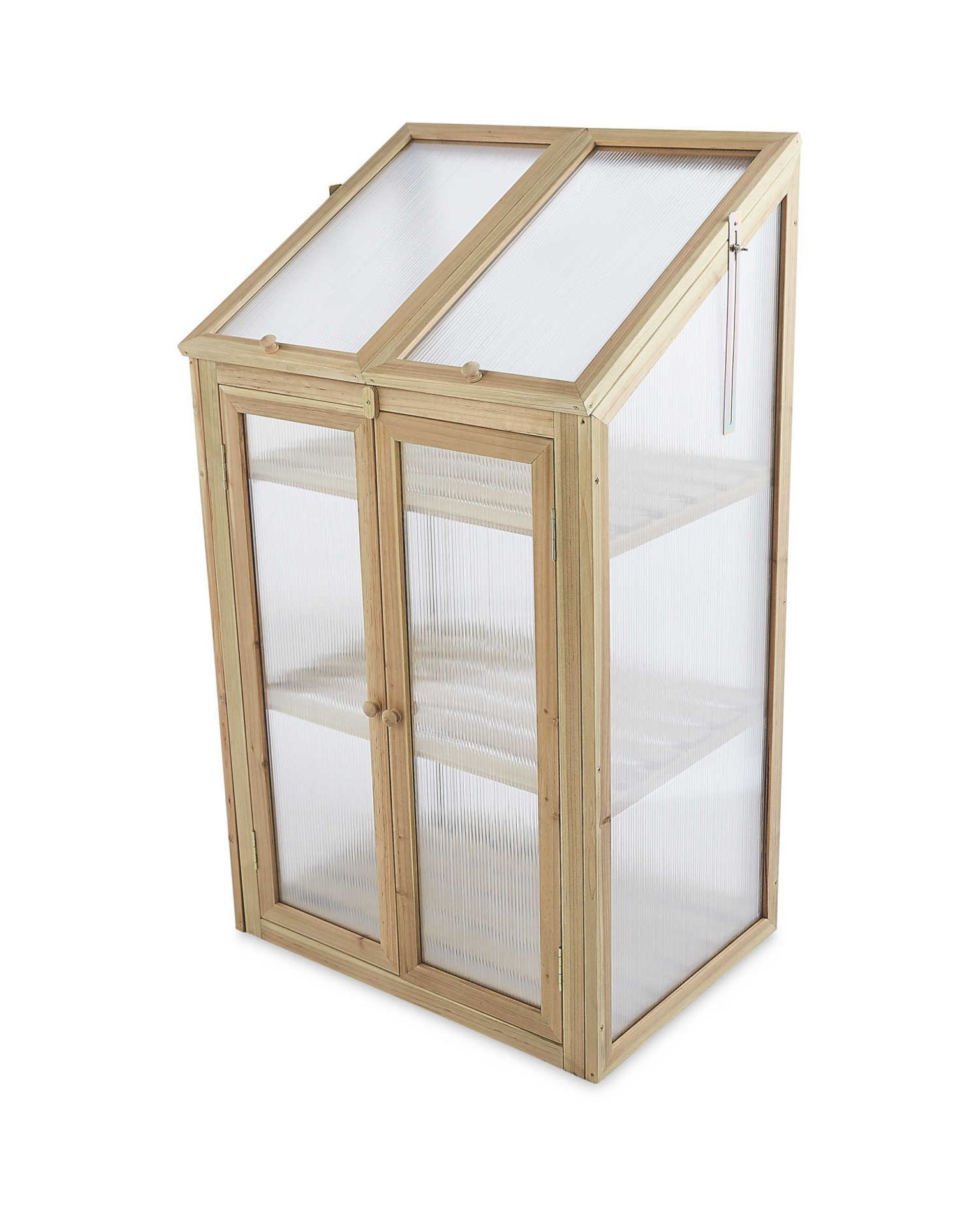 Natural Wooden Mini Greenhouse. Made from 100% sustainable fir wood, this Natural Wooden Mini