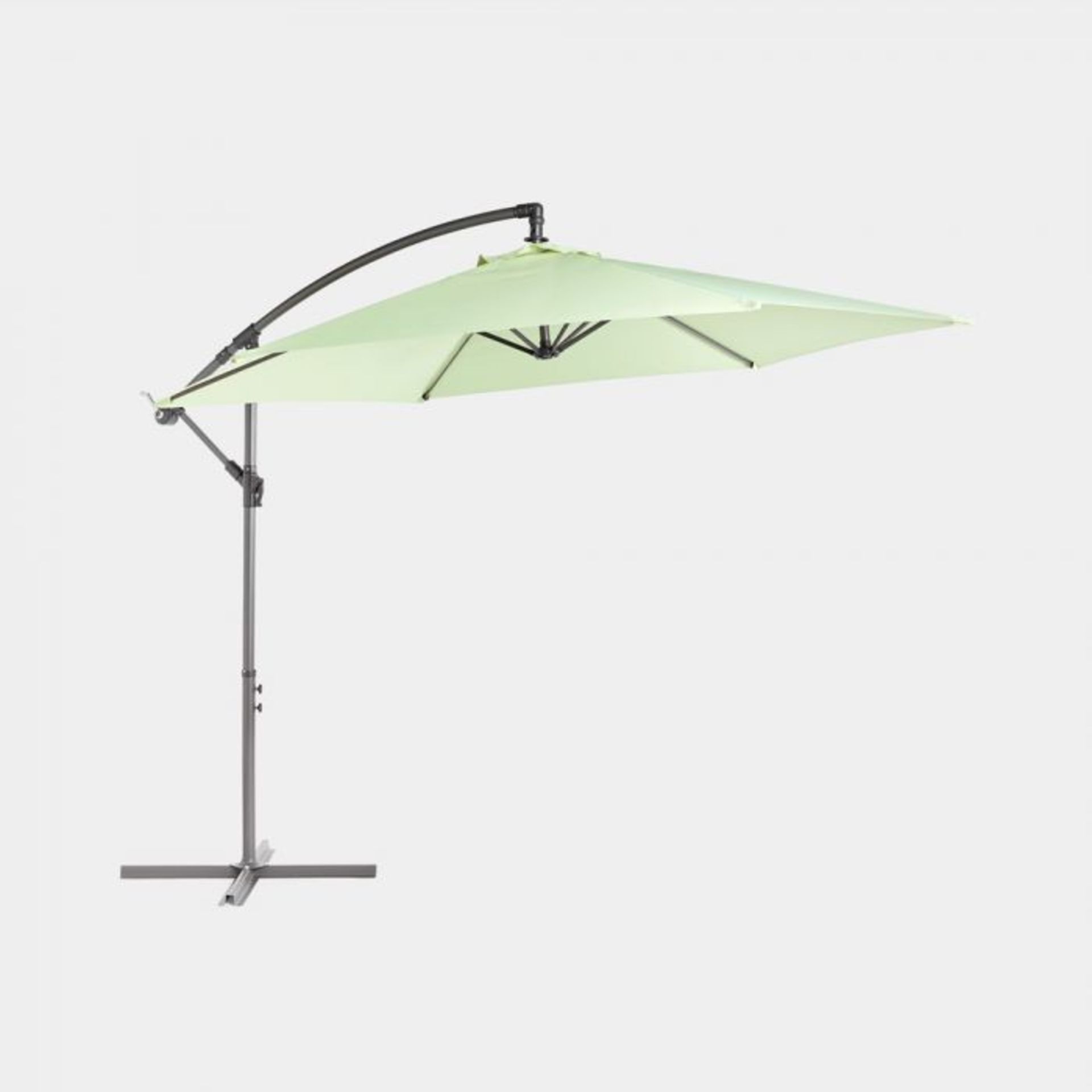 Sage Green 3m Cantilever Overhanging Banana Parasol. In a trending and stylish sage green colour,