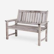 2 Seater Wooden Grey Garden Bench. Match modern build materials with an antique style and you’ve got