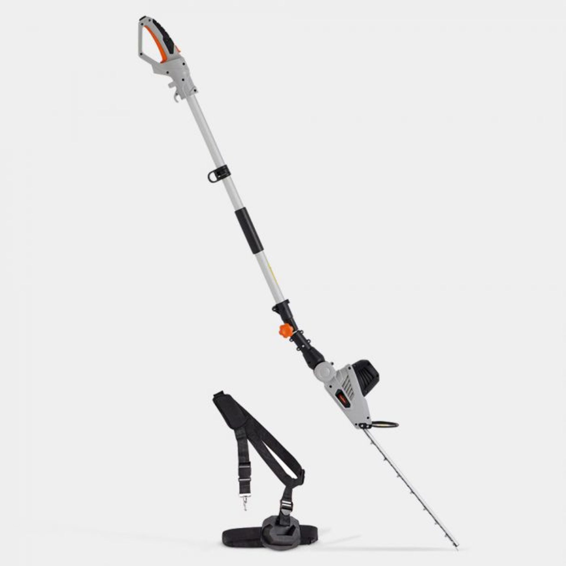 500W Pole Trimmer. Strong dual action 45cm laser cut steel blades slice effortlessly through