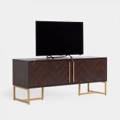 Dark Wood TV Unit. Designed to add a touch of luxe to your space, this dark wood TV unit is sure