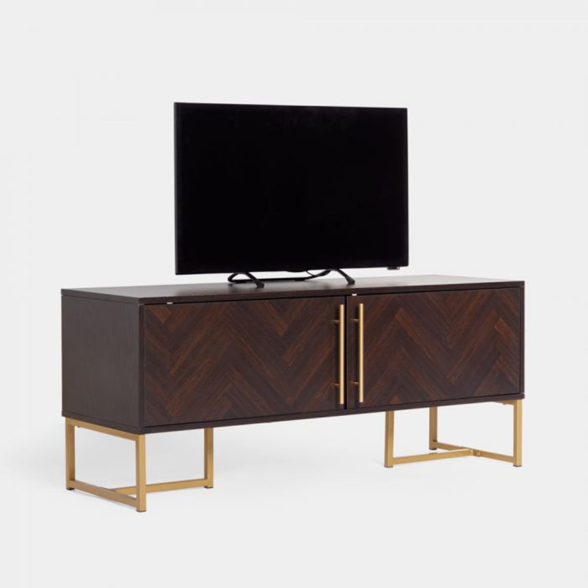 Dark Wood TV Unit. Designed to add a touch of luxe to your space, this dark wood TV unit is sure