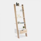 White & Oak Effect Ladder Bookcase. Combining classic white with natural oak-effect… and display