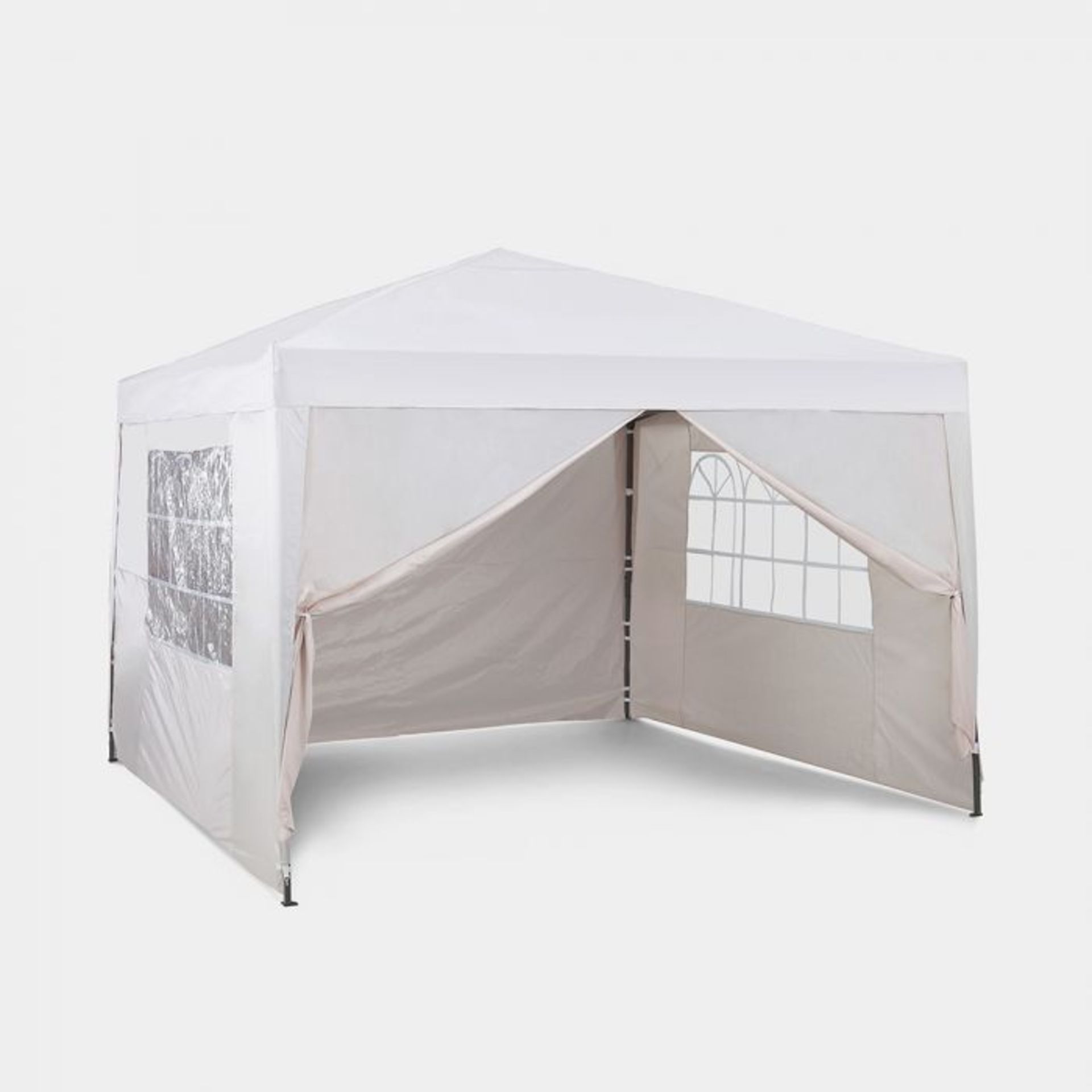 Ivory Pop-Up Gazebo Set 3 x 3m. Made from a sturdy steel frame with a 420D Oxford waterproof ivory