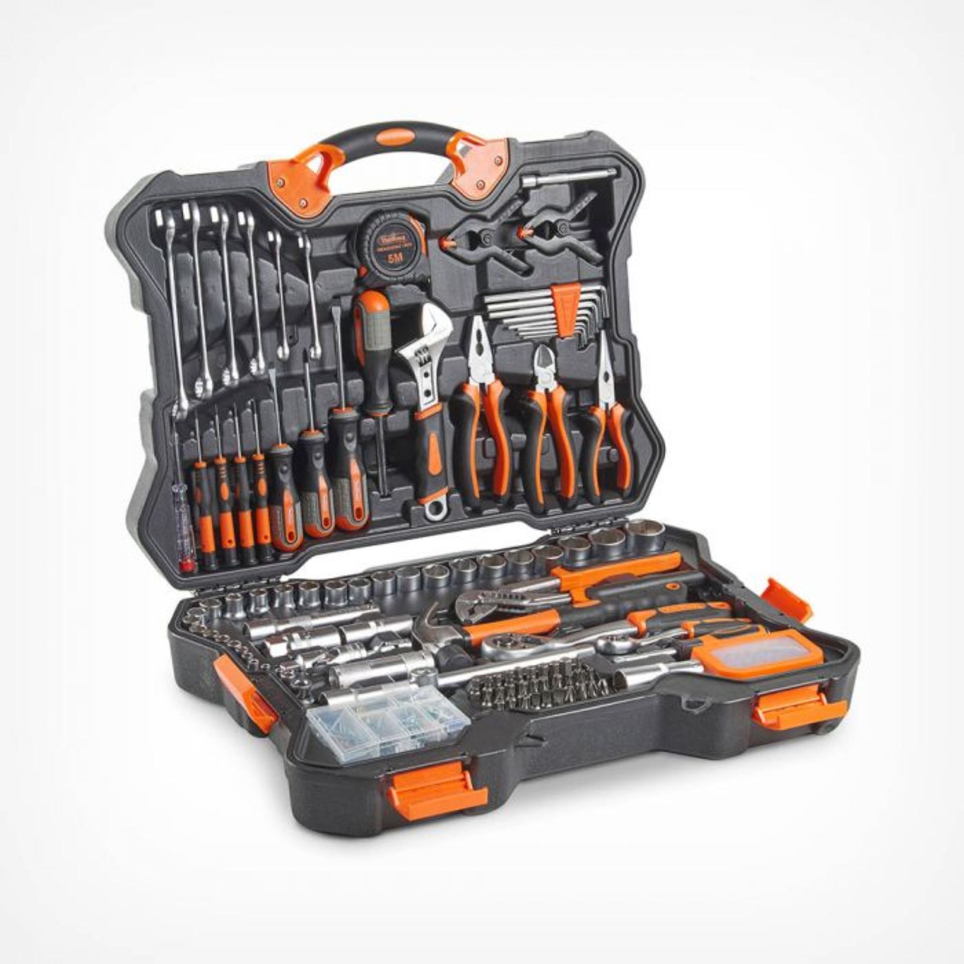 256pc Premium Tool & Socket Set. This all-purpose kit comes equipped with 256 hand tools and