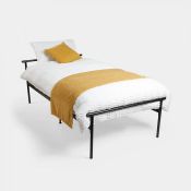 Single Black Metal Bed Frame. Built to last, the bedframe is just the right size for small bedrooms,