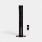 Black 35" Tower Fan. Ideal for home offices, this 35” fan includes 3 speed settings and 3 breeze