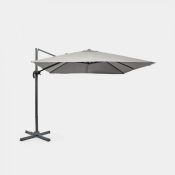 Grey 3m Roma Cantilever Overhanging Parasol. Set on a 360-degree rotatable base, you have full