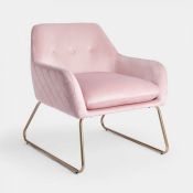 Metal Frame Pink Accent Chair. Introduce a new level of luxury to your home with our Metal Frame