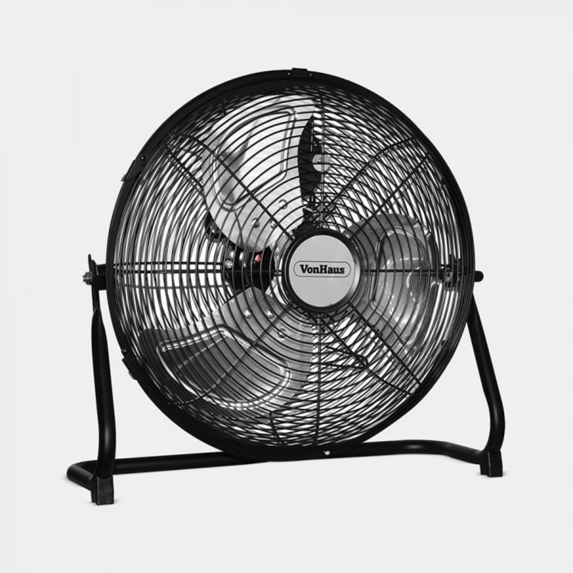 18” Matte Black Metal Floor Fan. Make cooling off a breeze with this matte black metal floor fan