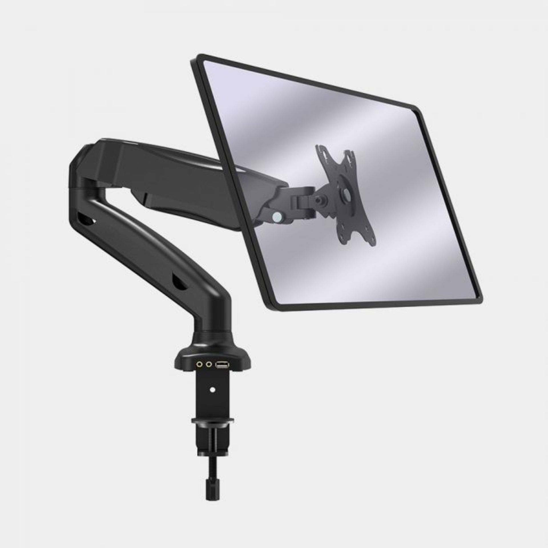 Single Arm Gas Mount With Clamp. Free up valuable desk space and achieve the perfect viewing