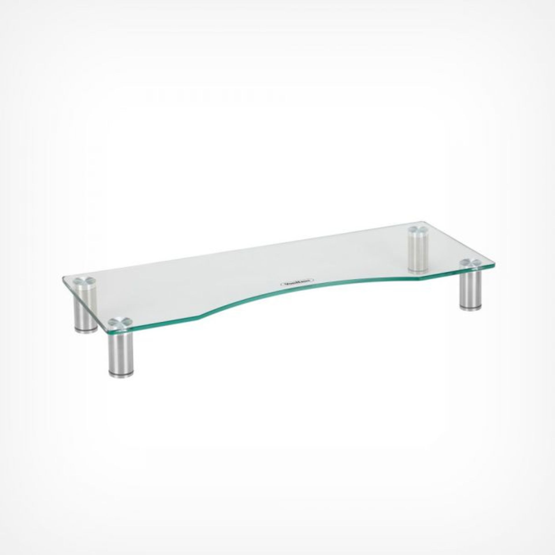 Large Glass Monitor Stand. Made from ultra-strong 8mm thick clear tempered glass - 5 times