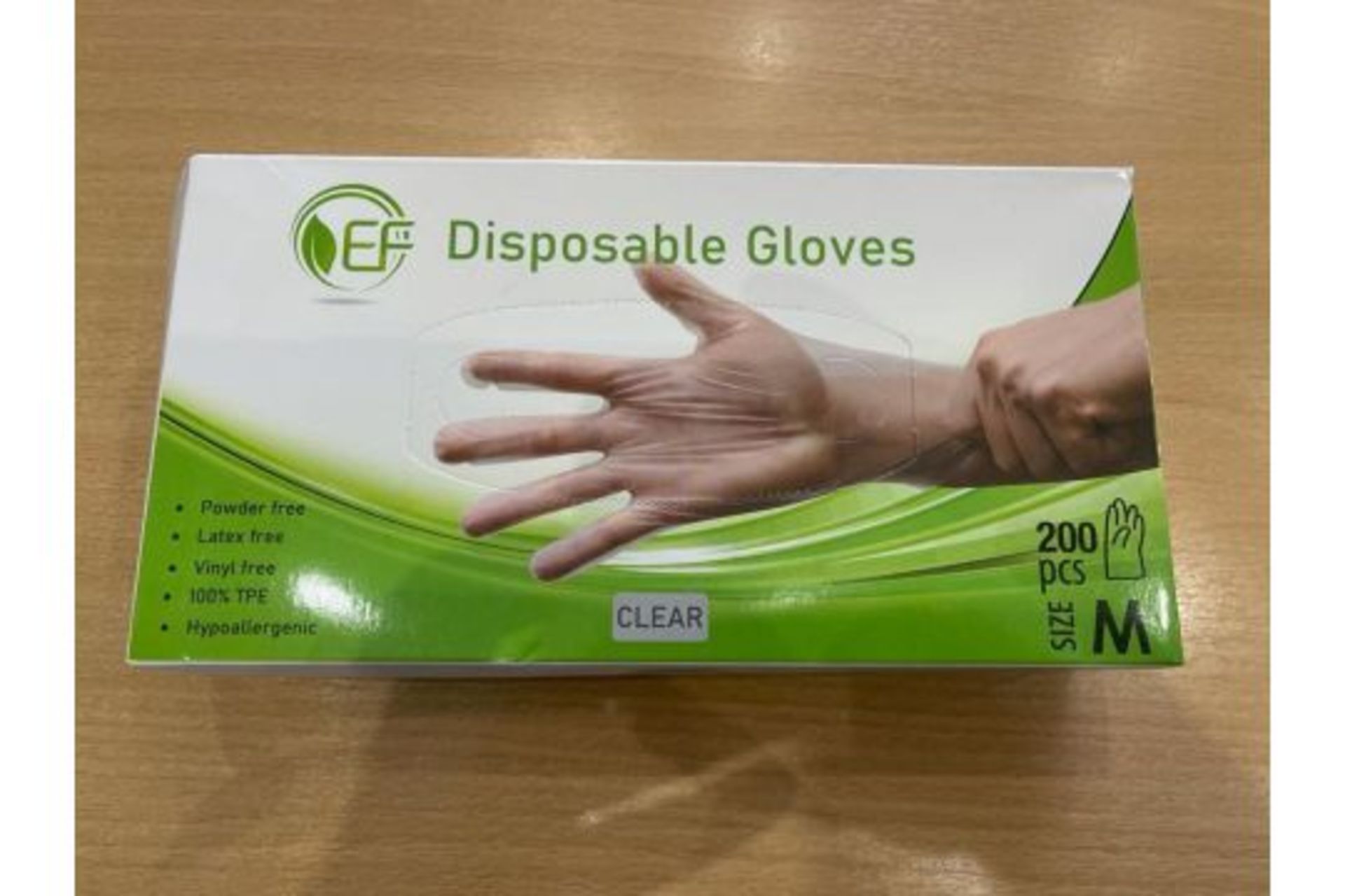 PALLET TO CONTAIN 1050 X BRAND NEW PACKS OF 200 CLEAR TPE GLOVES SIZE MEDIUM EXPIRES 2026