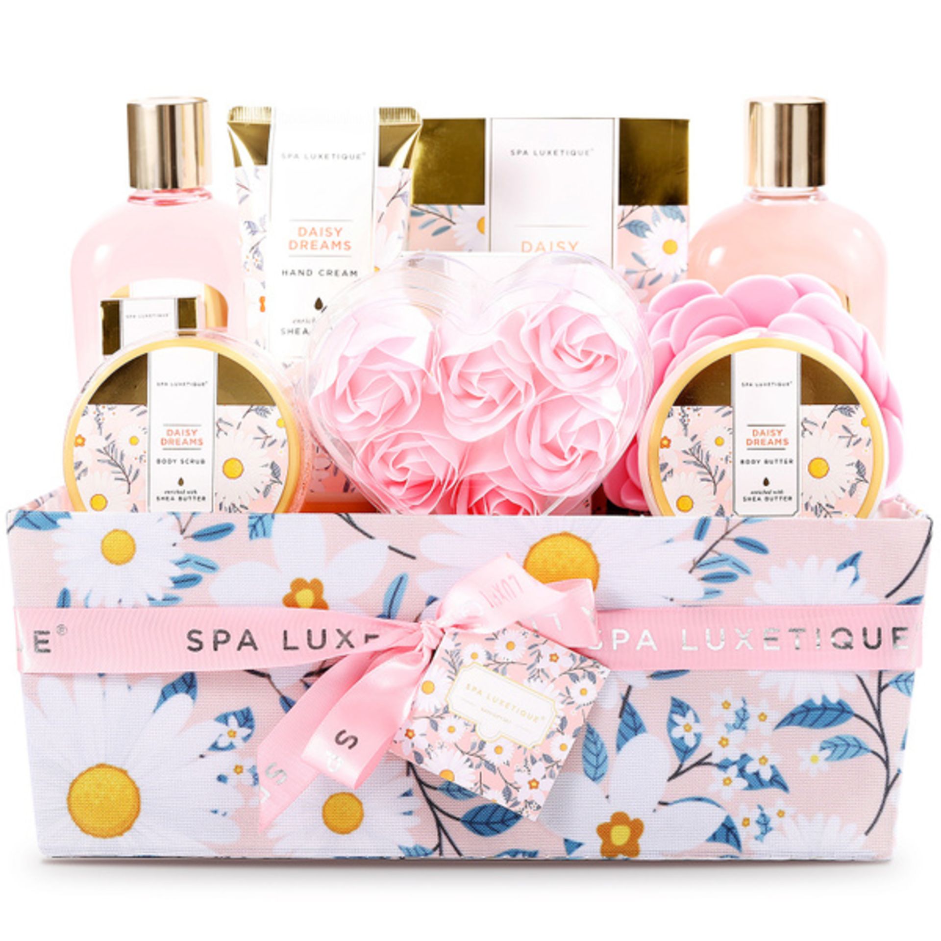 12 X NEW PACKAGED Daisy Dreams Bath Gift Box. (SKU: SPA-BP-08-1-ROW7). Luxurious 12pcs Home Spa