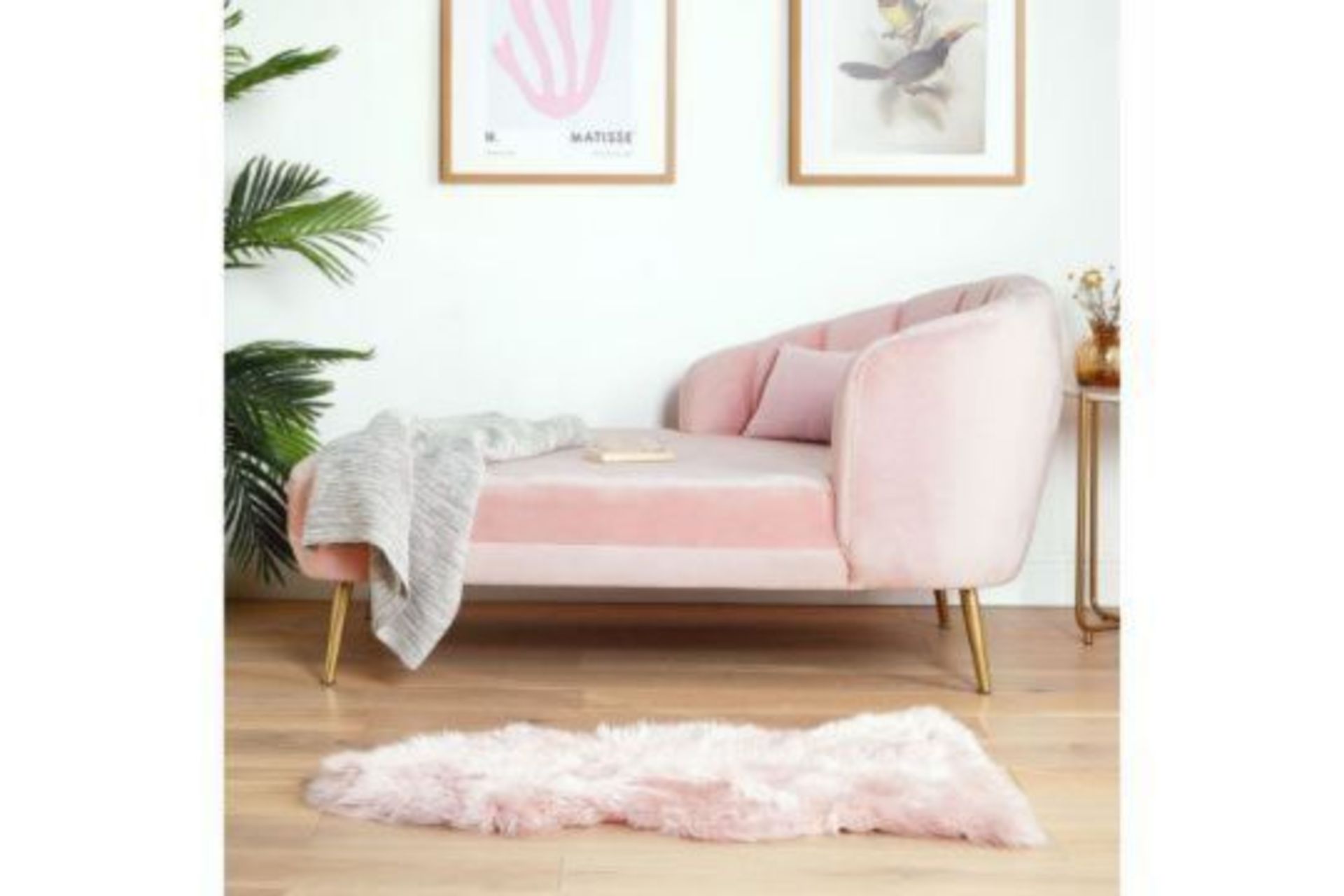 Pink Velvet Chaise Longue with Metal Legs. RRP £449.99. (REF322 J/ST) Introduce our Pink Chaise