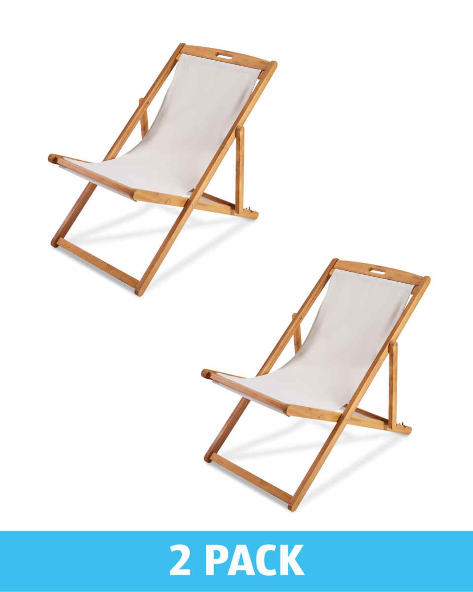 Pair of Luxury Wooden Deck Chairs. Relax and unwind under the summer sun with these stylish Luxury