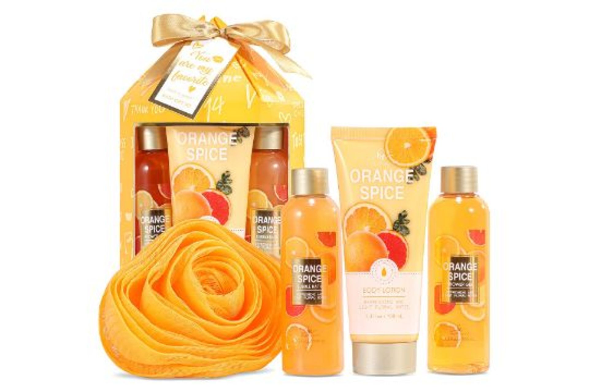 PALLET TO CONTAIN 120 x NEW PACKAGED 4 Piece B&E Orange Spice Spa Gift Sets (SKU:BE-BP-074). ??