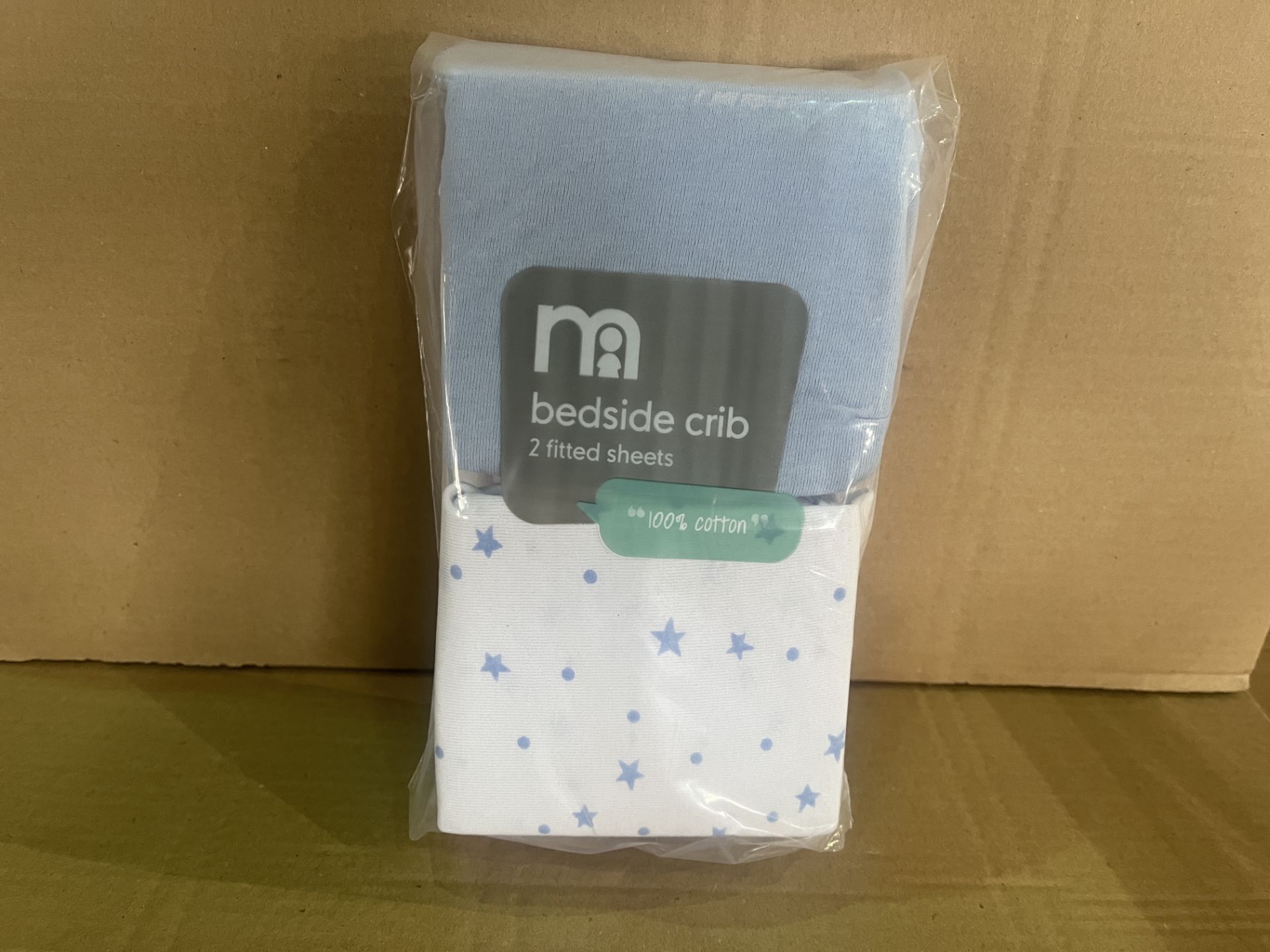 25 X BRAND NEW MOTHERCARE PACKS OF 2 BEDSIDE CRIB FITTED SHEETS R15