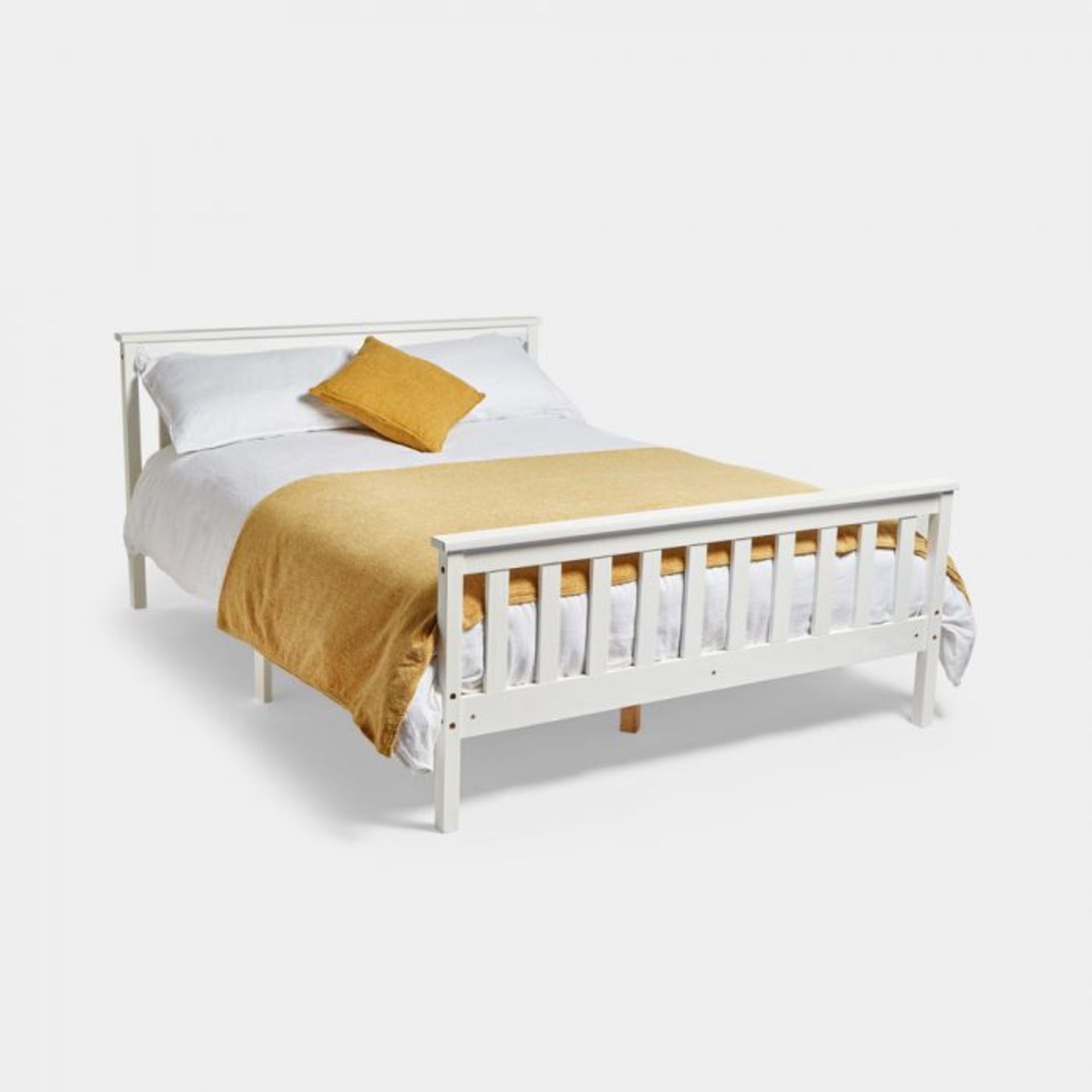 White Pine Double Bed Frame. Made from quality pine in a classic white finish, it boasts a beautiful