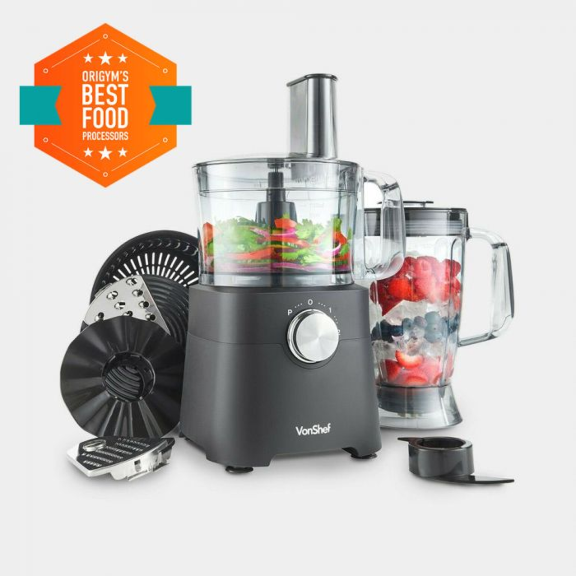 750W Food Processor. The generous 1.8L blending jar is ideal for making large quantities of soups